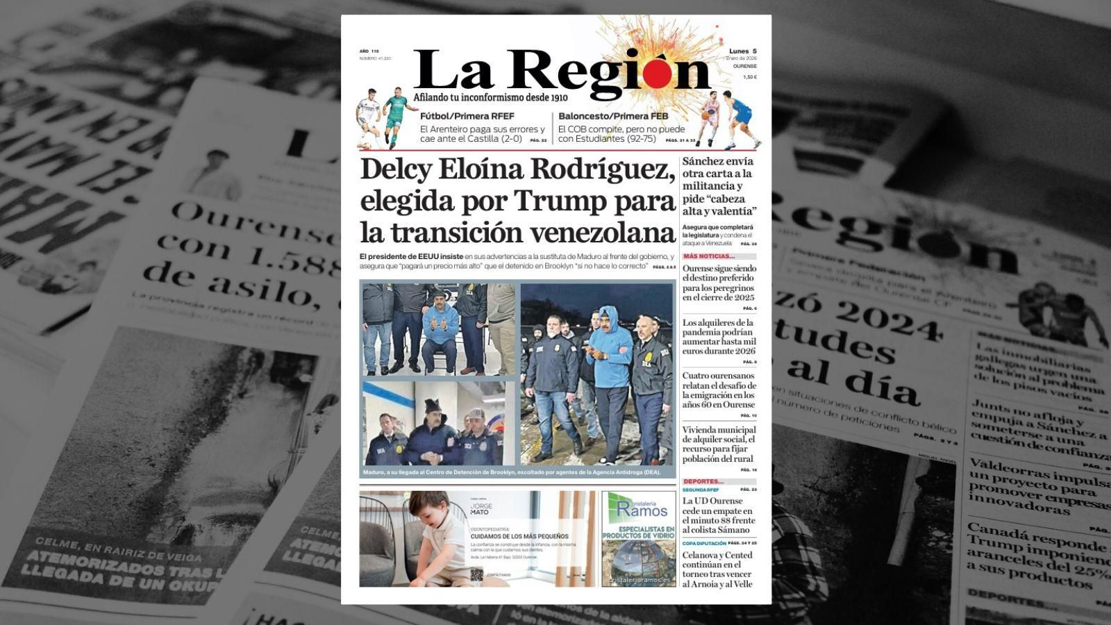 La portada de La Región de este lunes