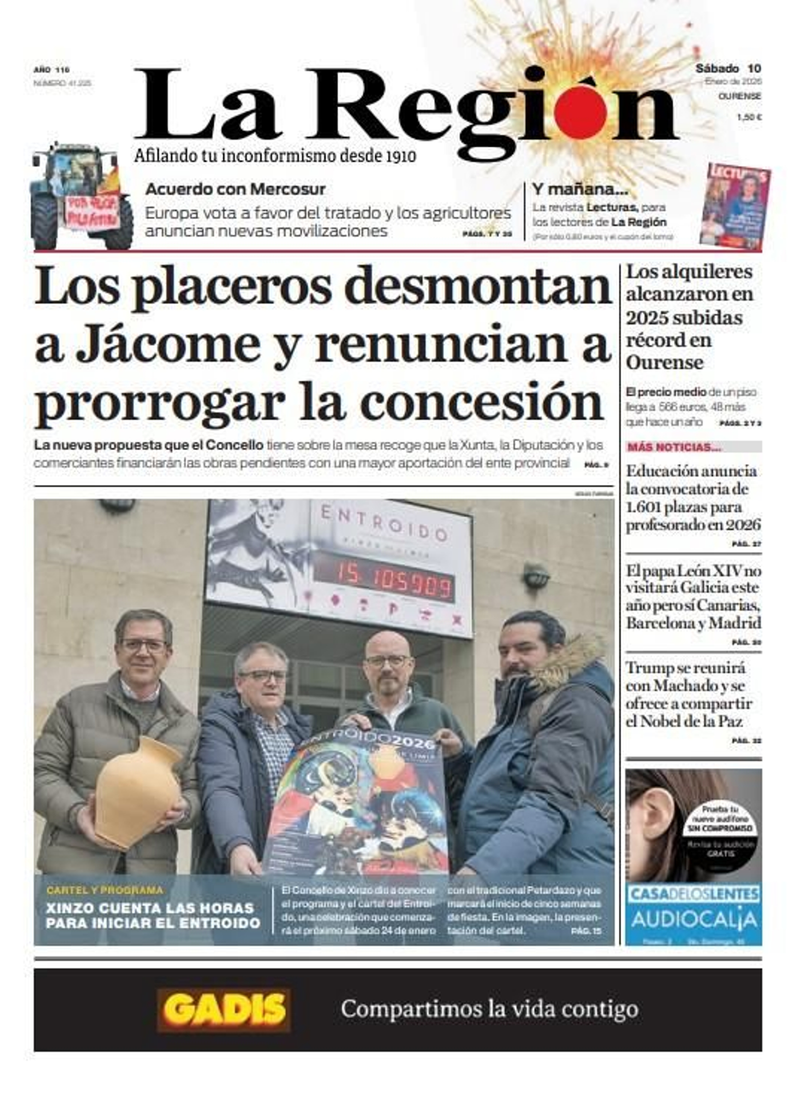 Los titulares de La Región de este sábado, 10 de enero