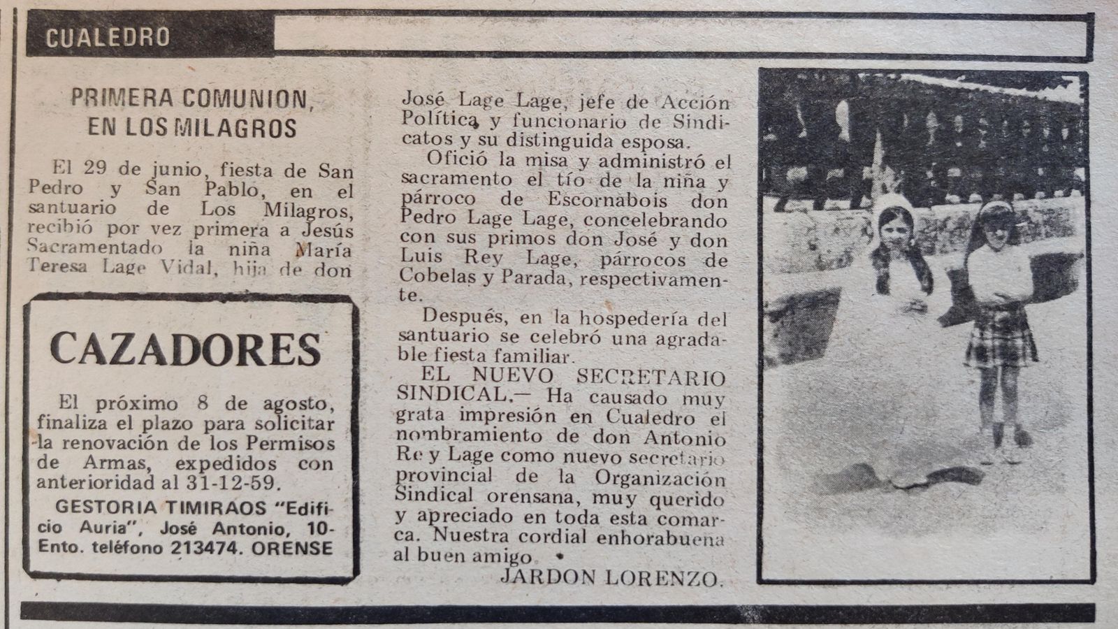 Comunión en Os Milagros.