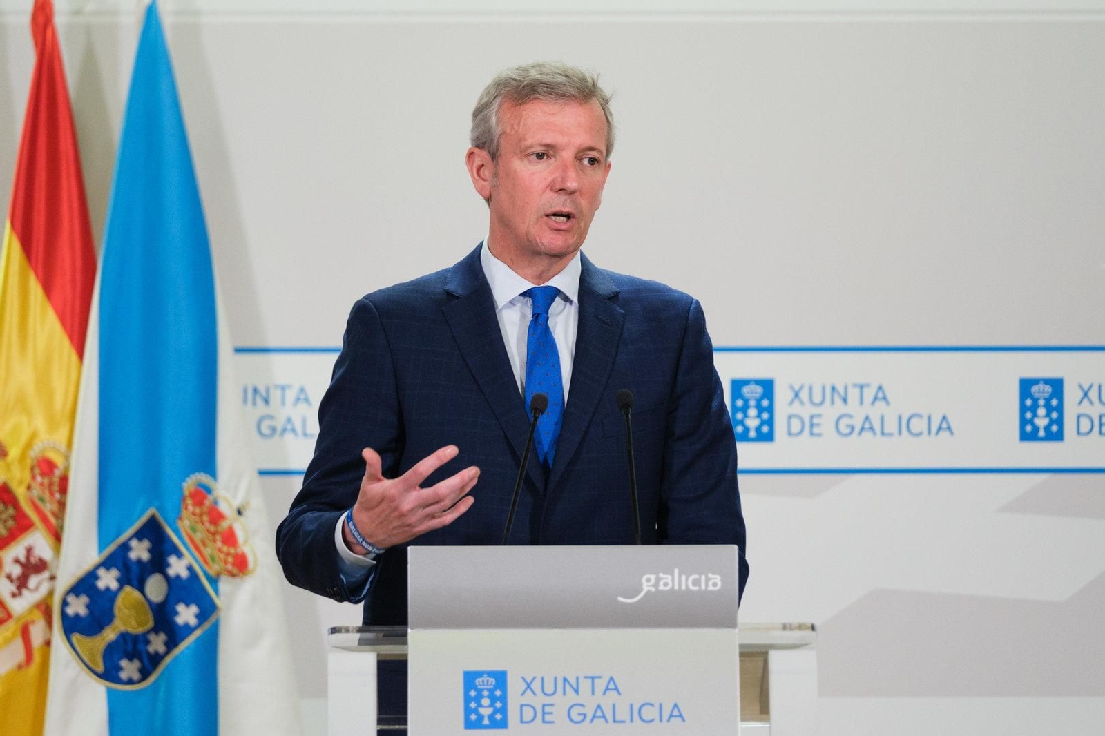 El presidente de la Xunta de Galicia, Alfonso Rueda, en una rueda de prensa. (Foto de archivo)