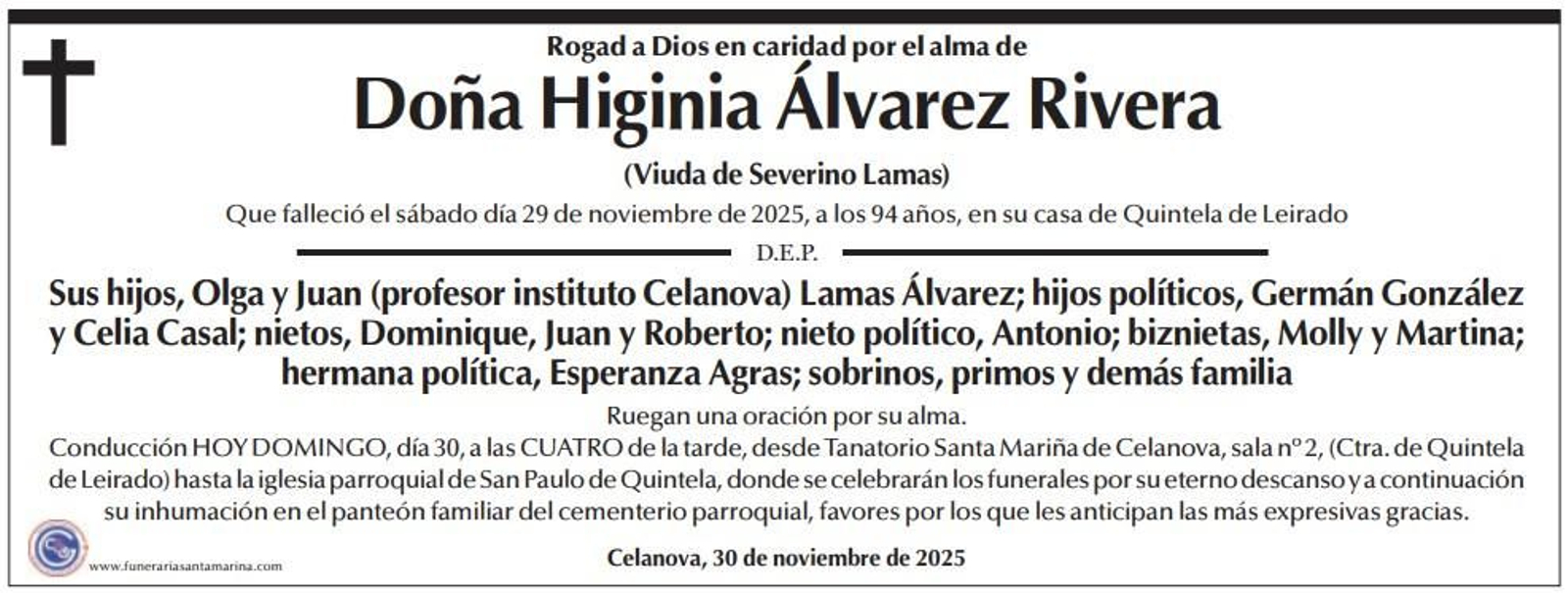 Las esquelas de hoy, 30 de noviembre