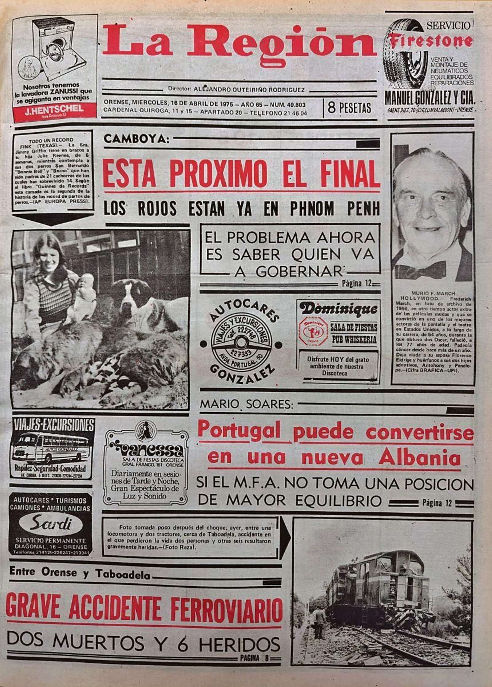 La portada de La Región 1975