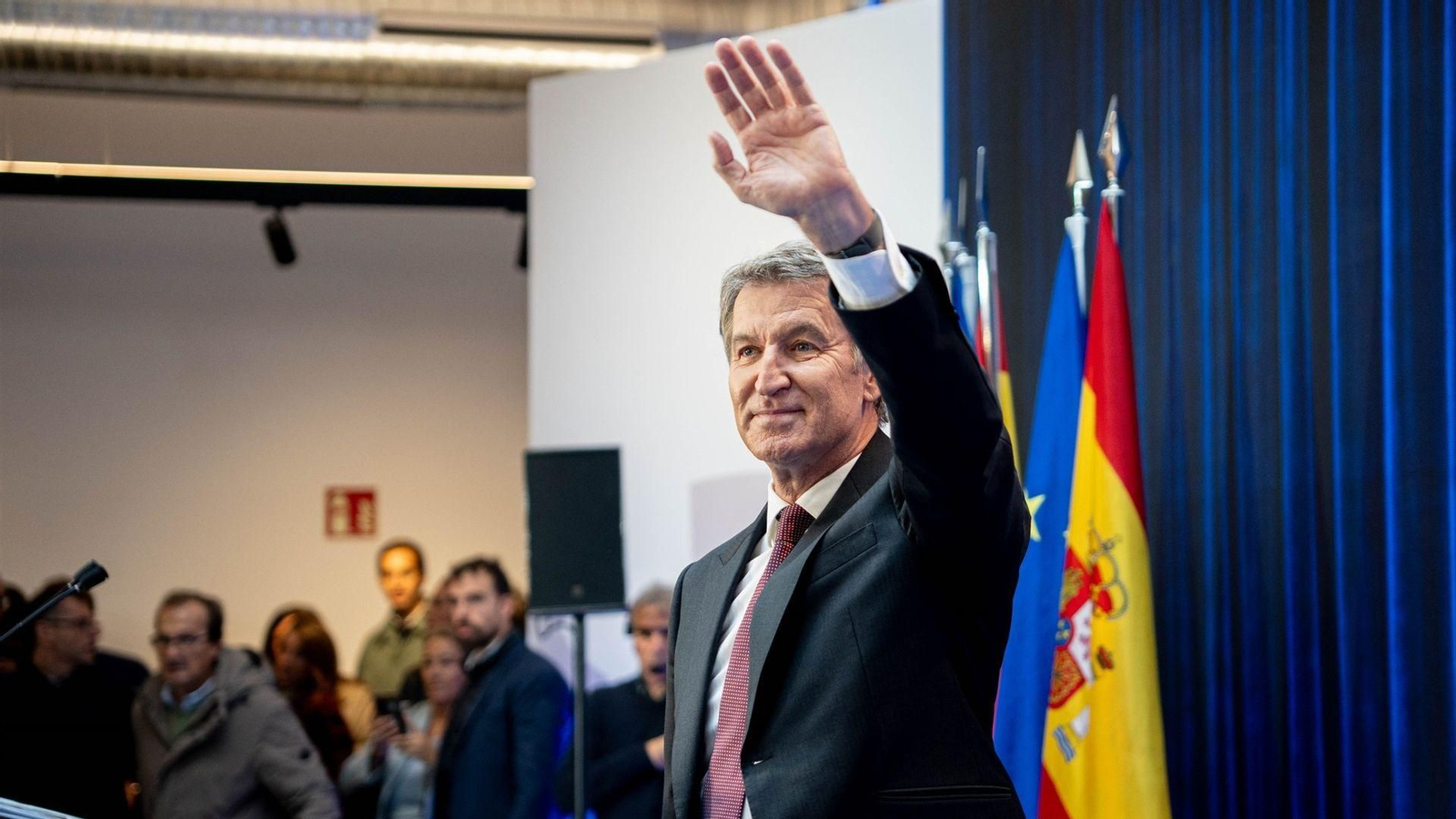 El presidente del PP, Alberto Núñez Feijóo, presenta su “Contrato con España”, en Espacio Larra, a 19 de octubre de 2026.