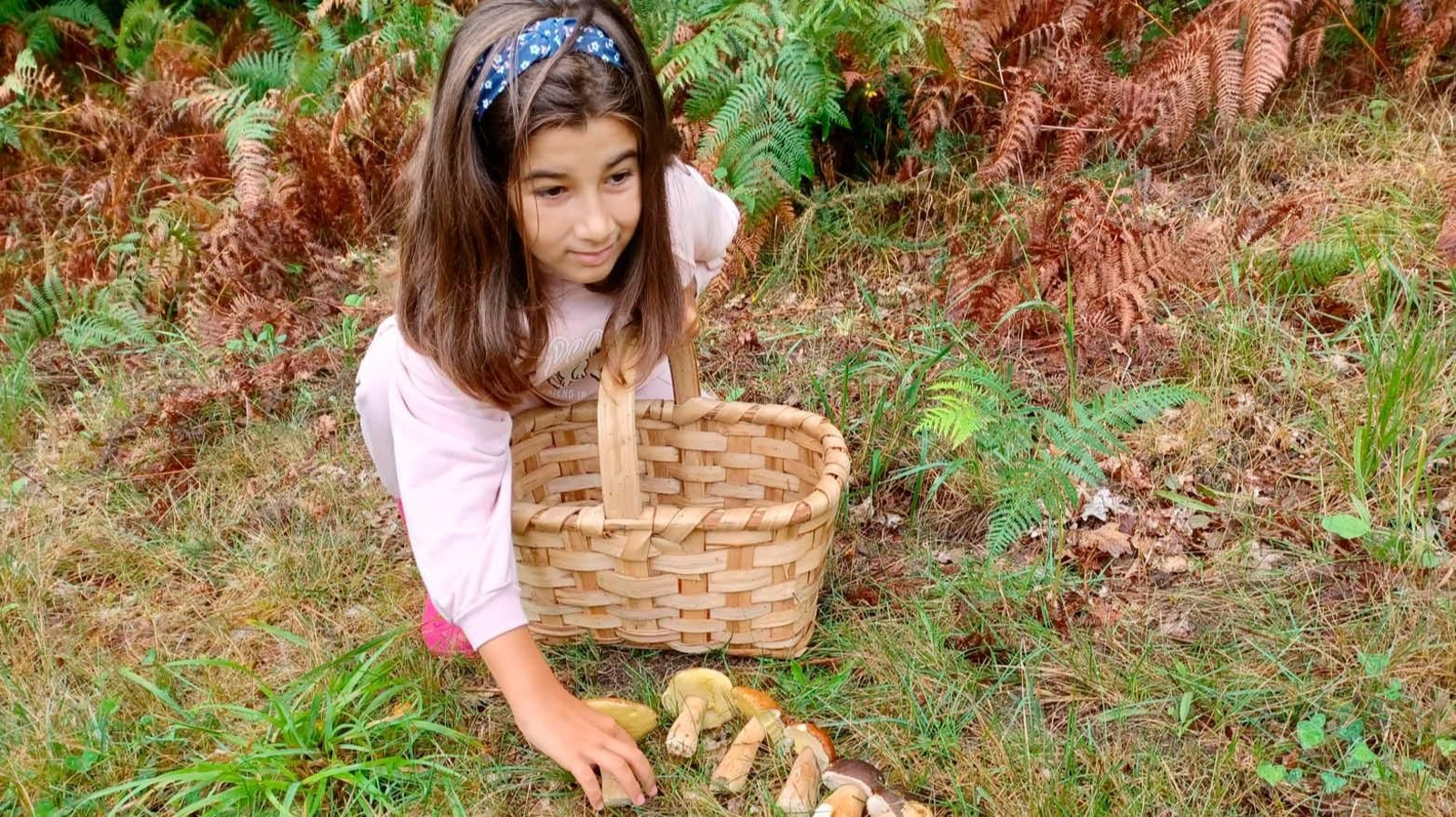 Alexandra muestra las setas recogidas ayer en Celanova.