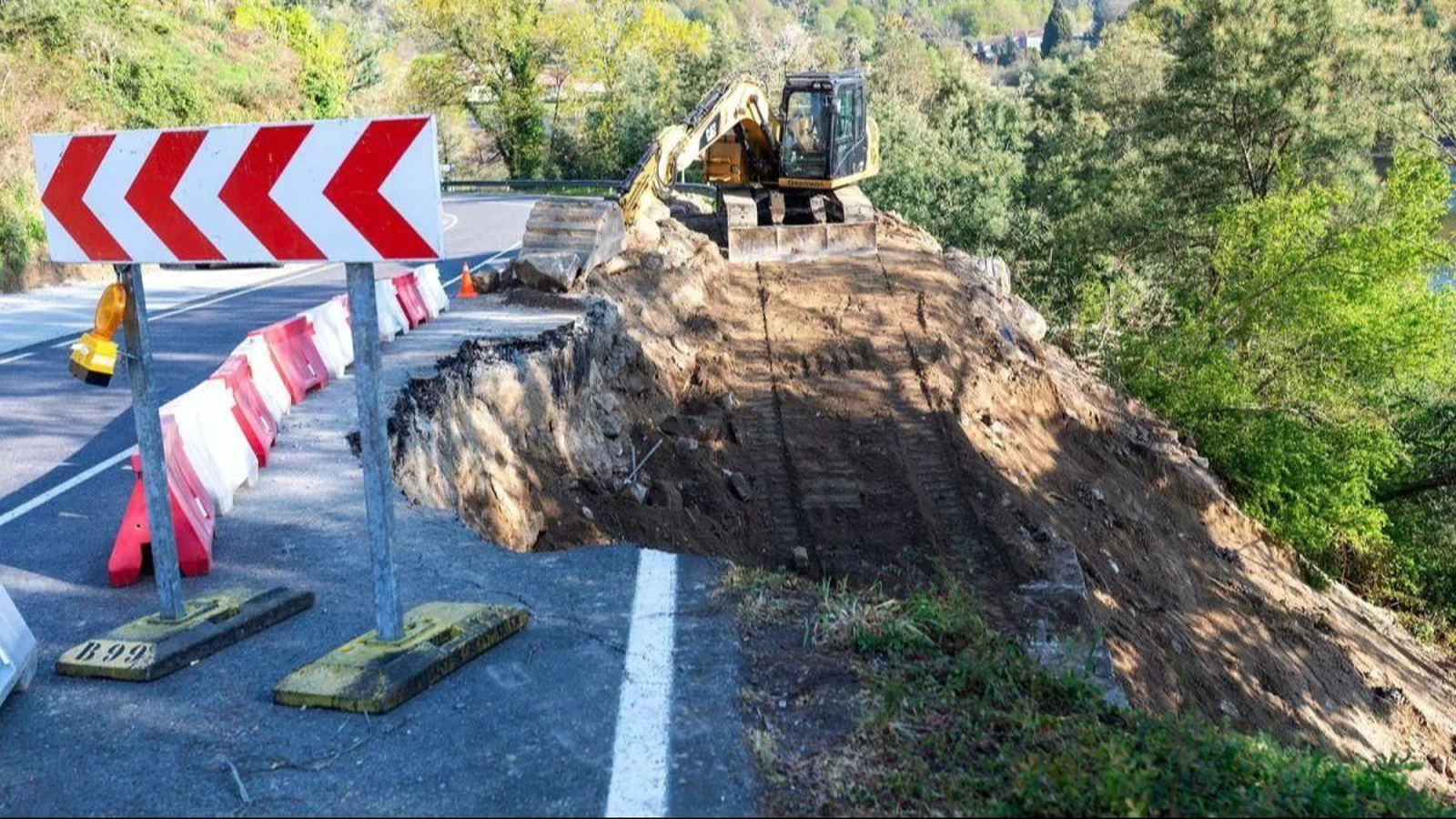 Obras de reparación de la carretera provincial OU-0504.