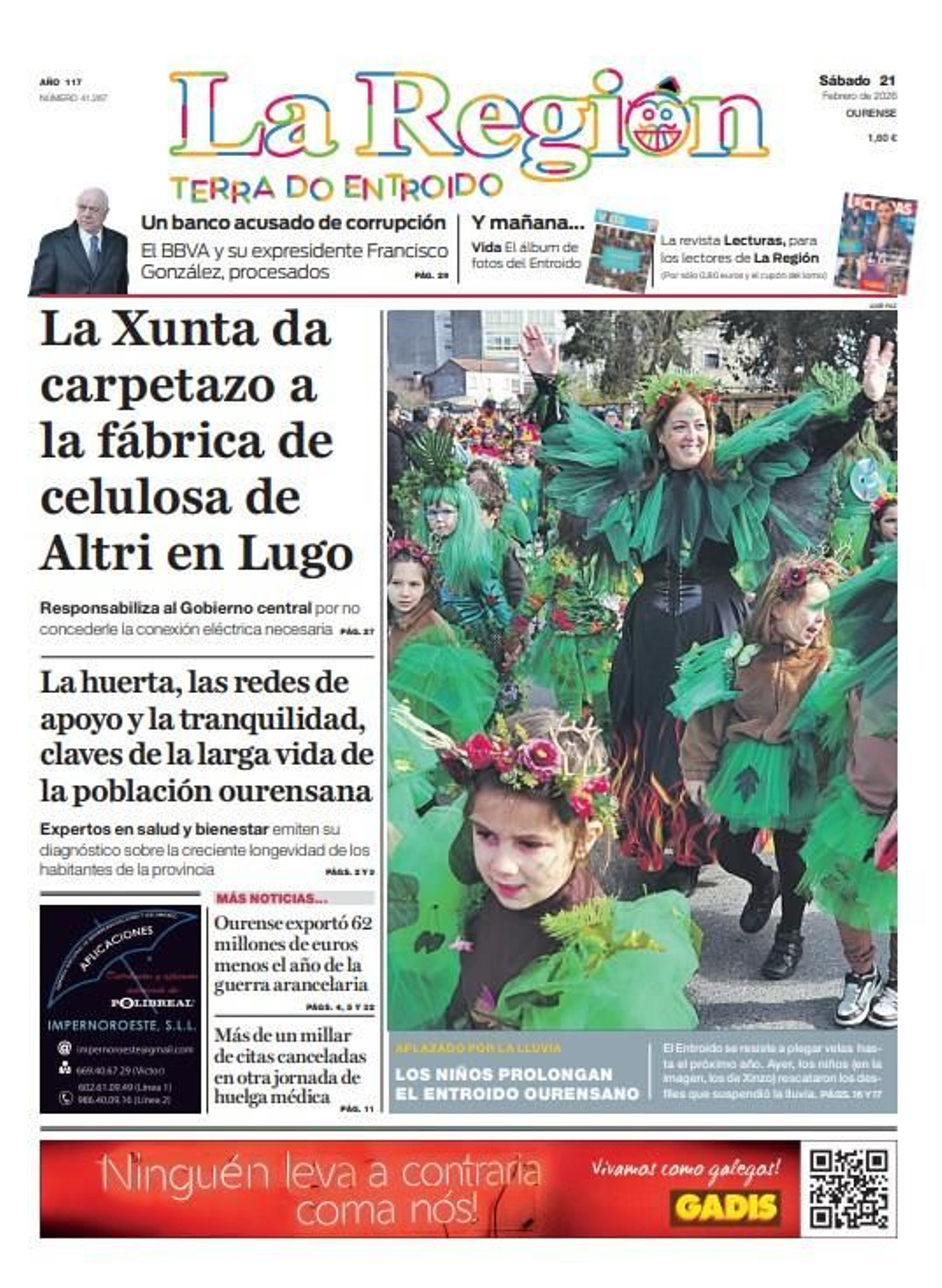 Los titulares de La Región de este viernes, 21 de febrero