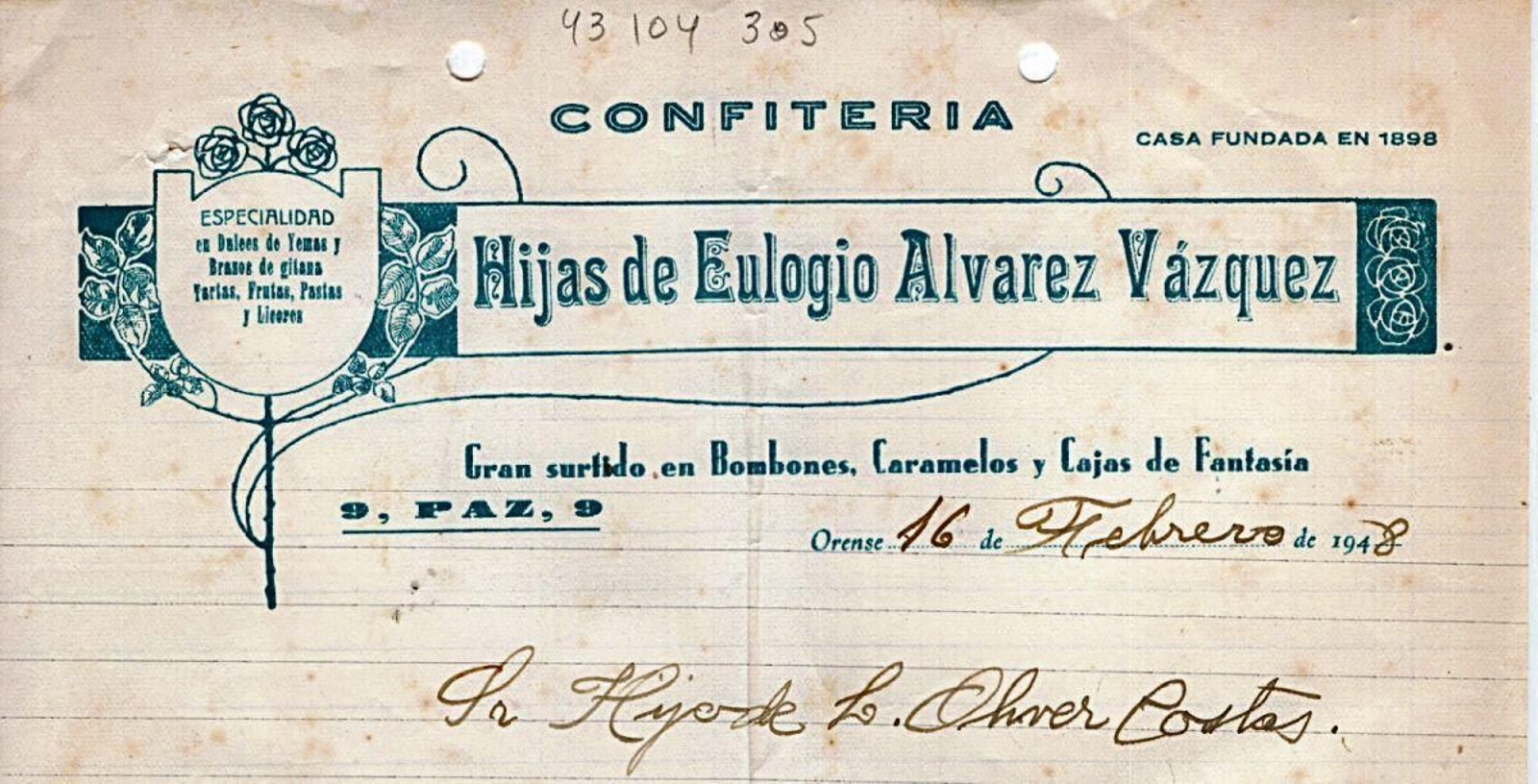 Las hijas de don Eulogio ofrecían su especialidad en la calle de la Paz en 1948.