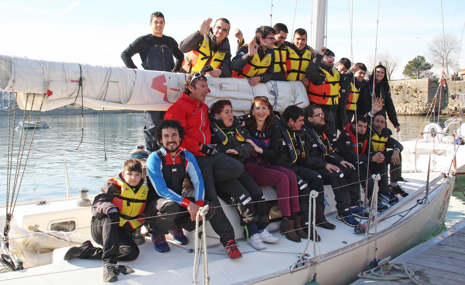 Marta Míguez, en la Escuela de Vela Adaptada de Baiona