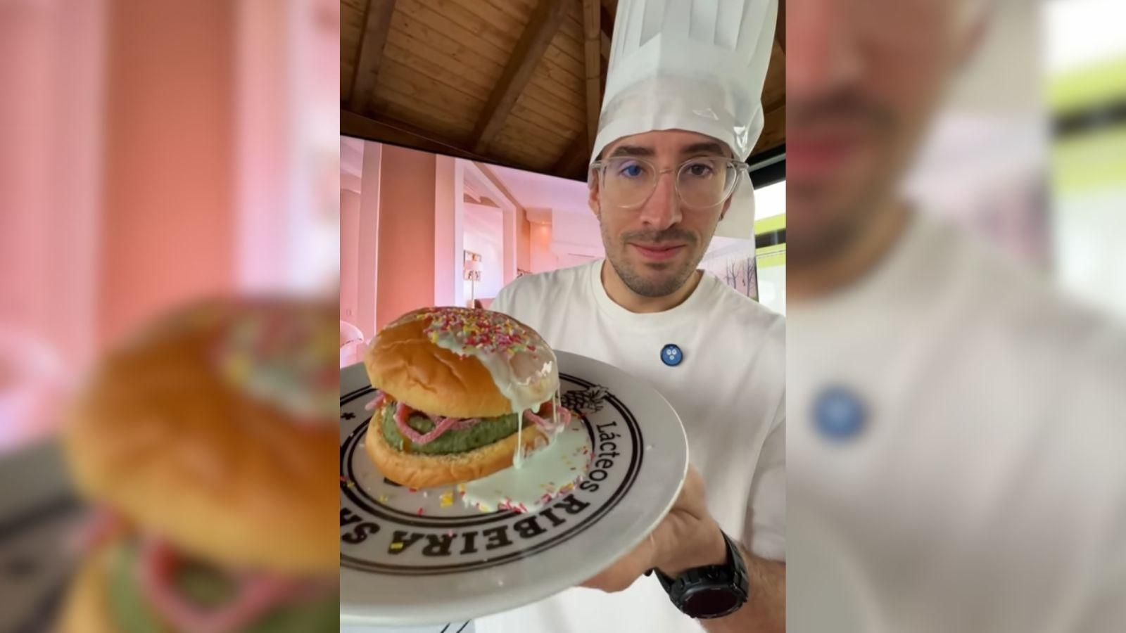 El 'chef' muestra su creación: la hamburguesa más extravagante que habrás visto nunca
