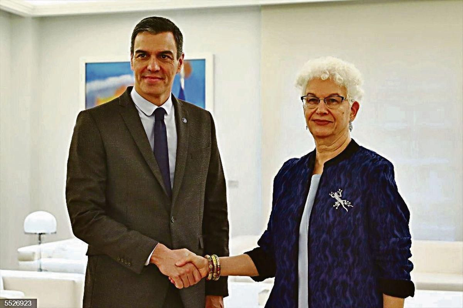 Pedro Sánchez, en un encuentro en Moncloa con la embajadora de Israel, Rodica Radian-Gordon.
