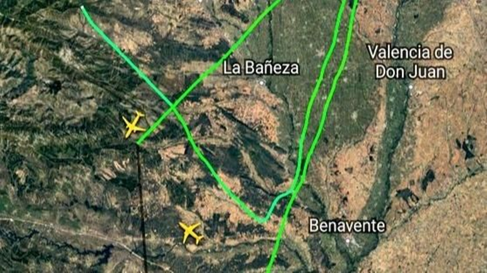 Algunas de las zonas en las que por un pequeño tiempo se pudieron usar medios aéreos para la búsqueda.