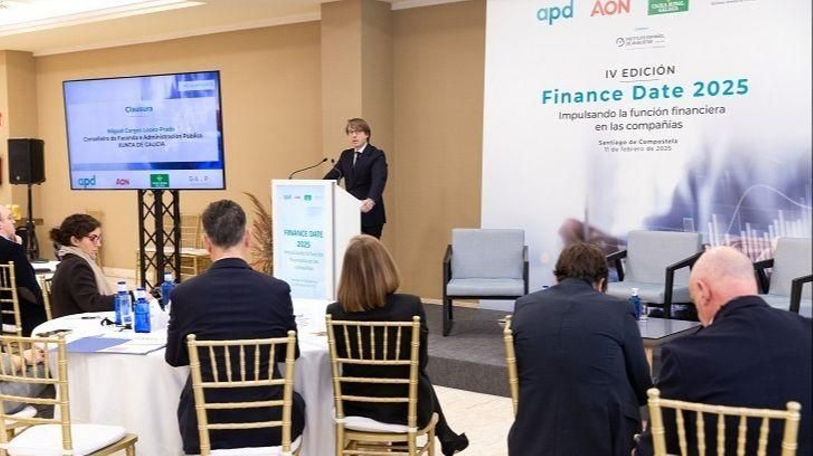 El conselleiro de Facenda, Miguel Corgos, en el Finance Date Galicia