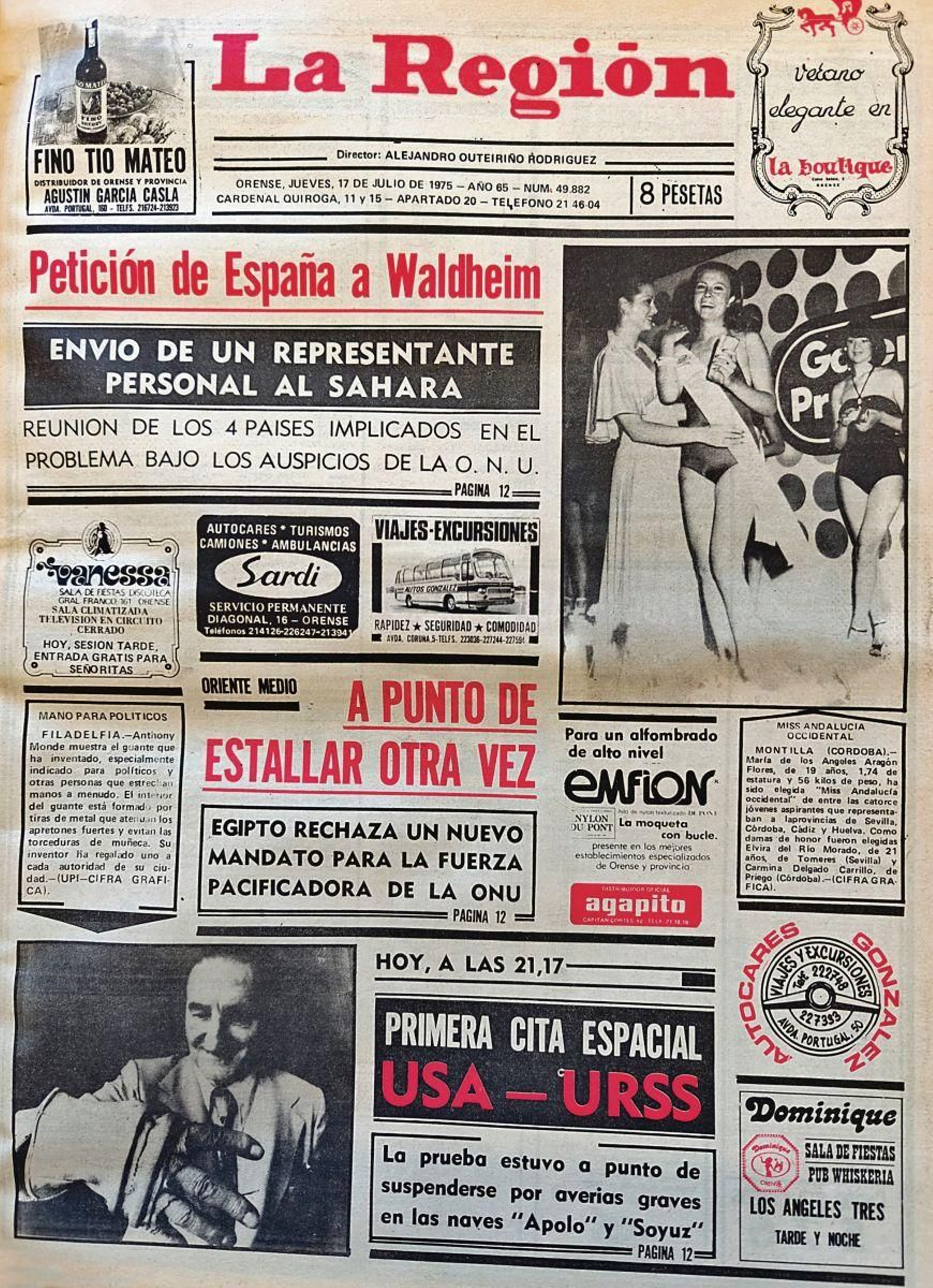 La portada de La Región de 1975