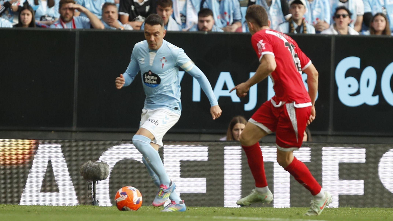 Iago Aspas saltó al campo en el tramo final para intentar anotar el empate.