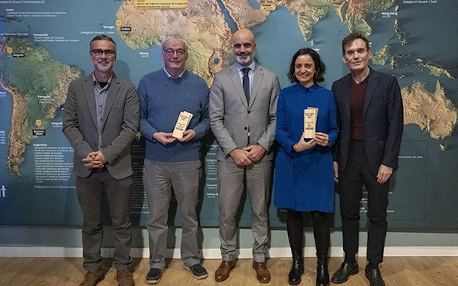 Quim Miró (Exterior.cat), Jordi Gairin (Luxemburg), Oriol Lázaro (DG Catalunya Exterior), Cristina Mentruit (Tokyo) i David Centol (Grup Comunicació 21)