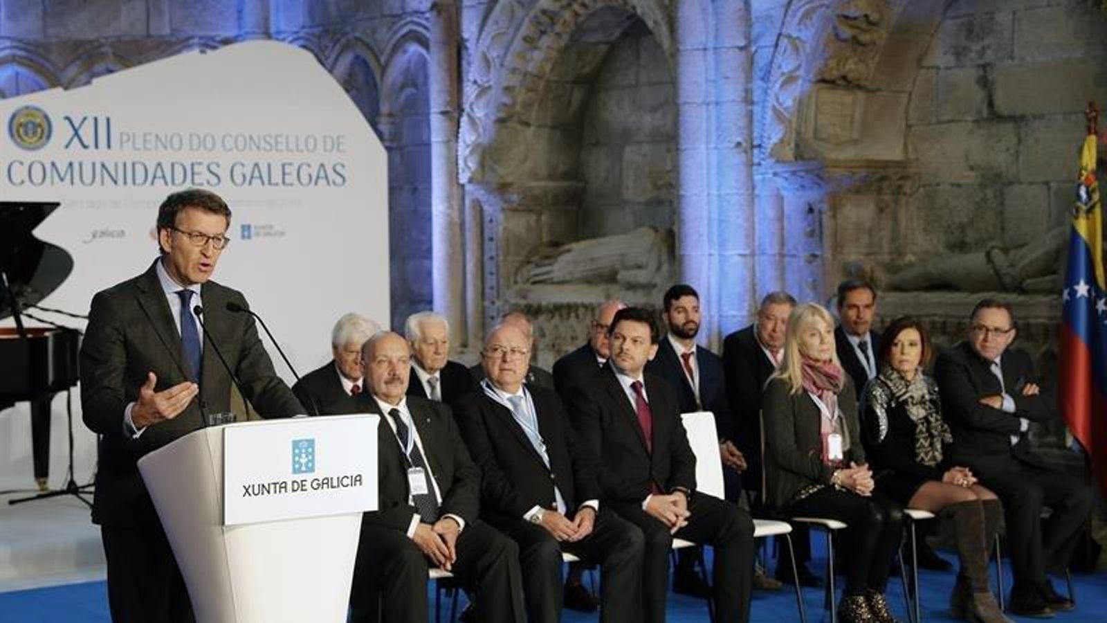 El presidente de la Xunta, Alberto Núñez Feijóo, en el acto inaugural del XII Pleno del Consello de Comunidades Galegas. (Foto: EFE)