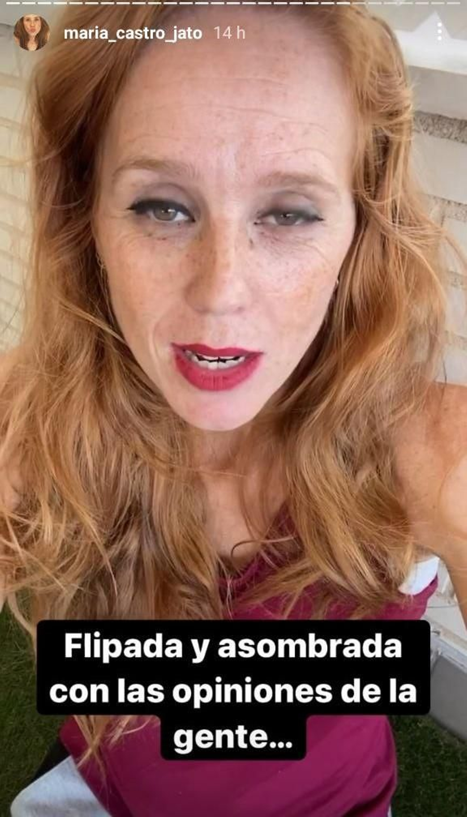 La actriz en sus historias de instagram.