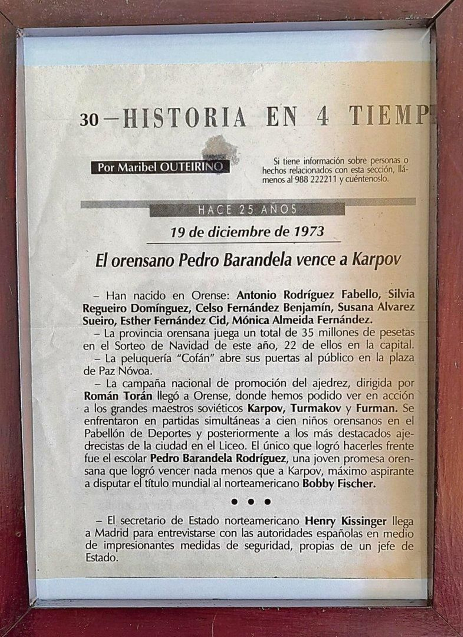 Noticia de La Región enmarcada por los 25 años de su gesta.