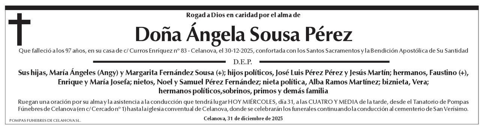 Las esquelas de hoy, miércoles 31 de diciembre