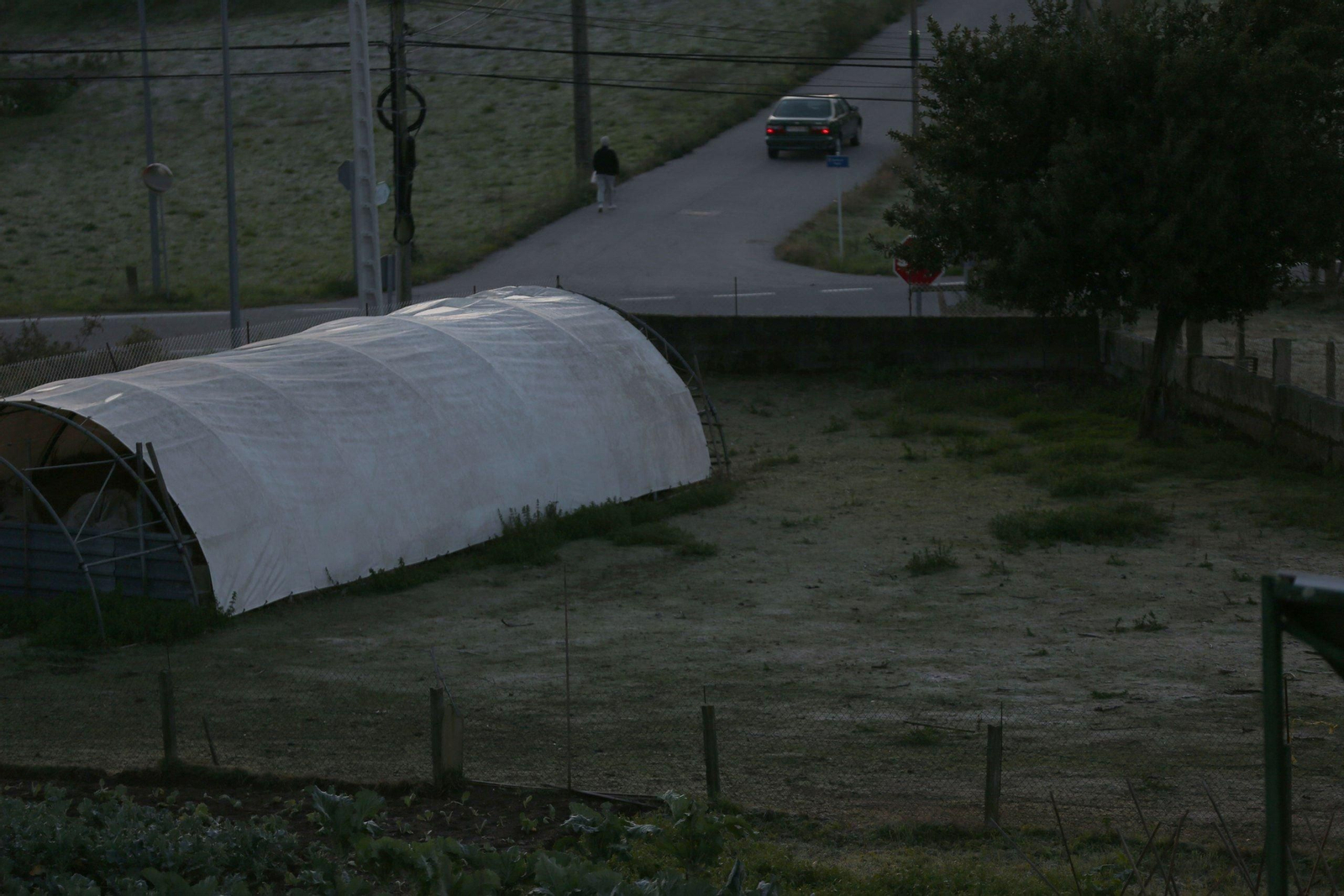 Hielo, a primeras horas de la mañana en el entorno de Vigo.
