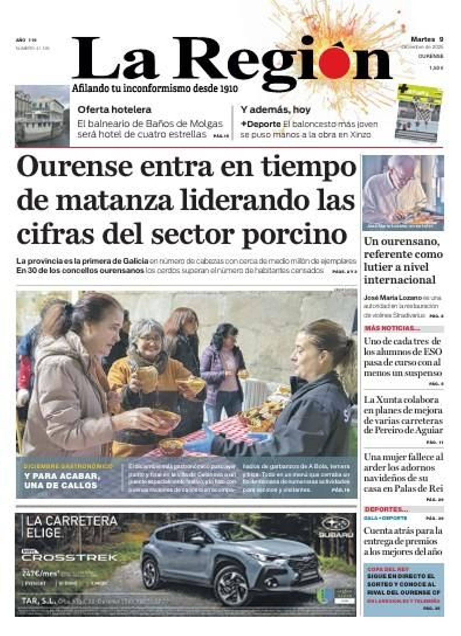 Portada de La Región del 9 de diciembre