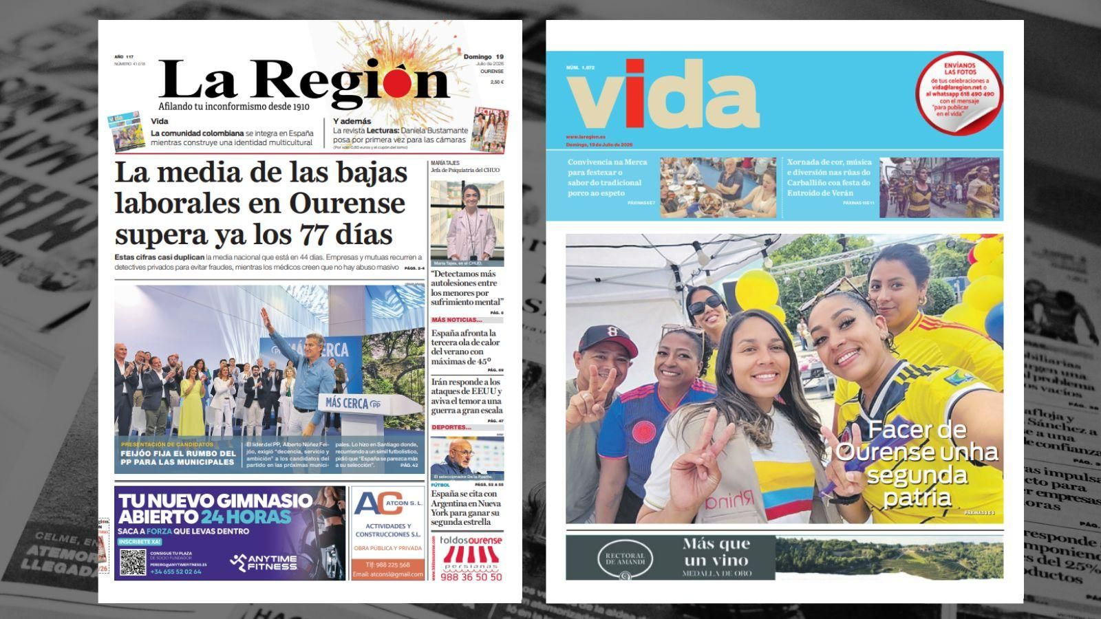 La portada de La Región de este domingo, 19 de julio.