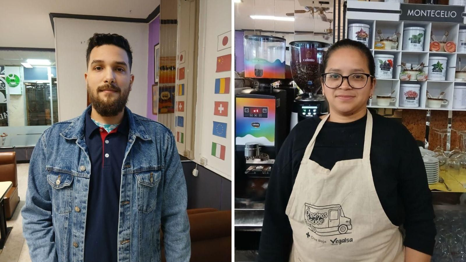 Cristofer Queipo, de 32 años, diseña joyas y accesorios junto a su esposa y Milaynis Torres, de 38 años, administra un bar en las galerías Proyflem.