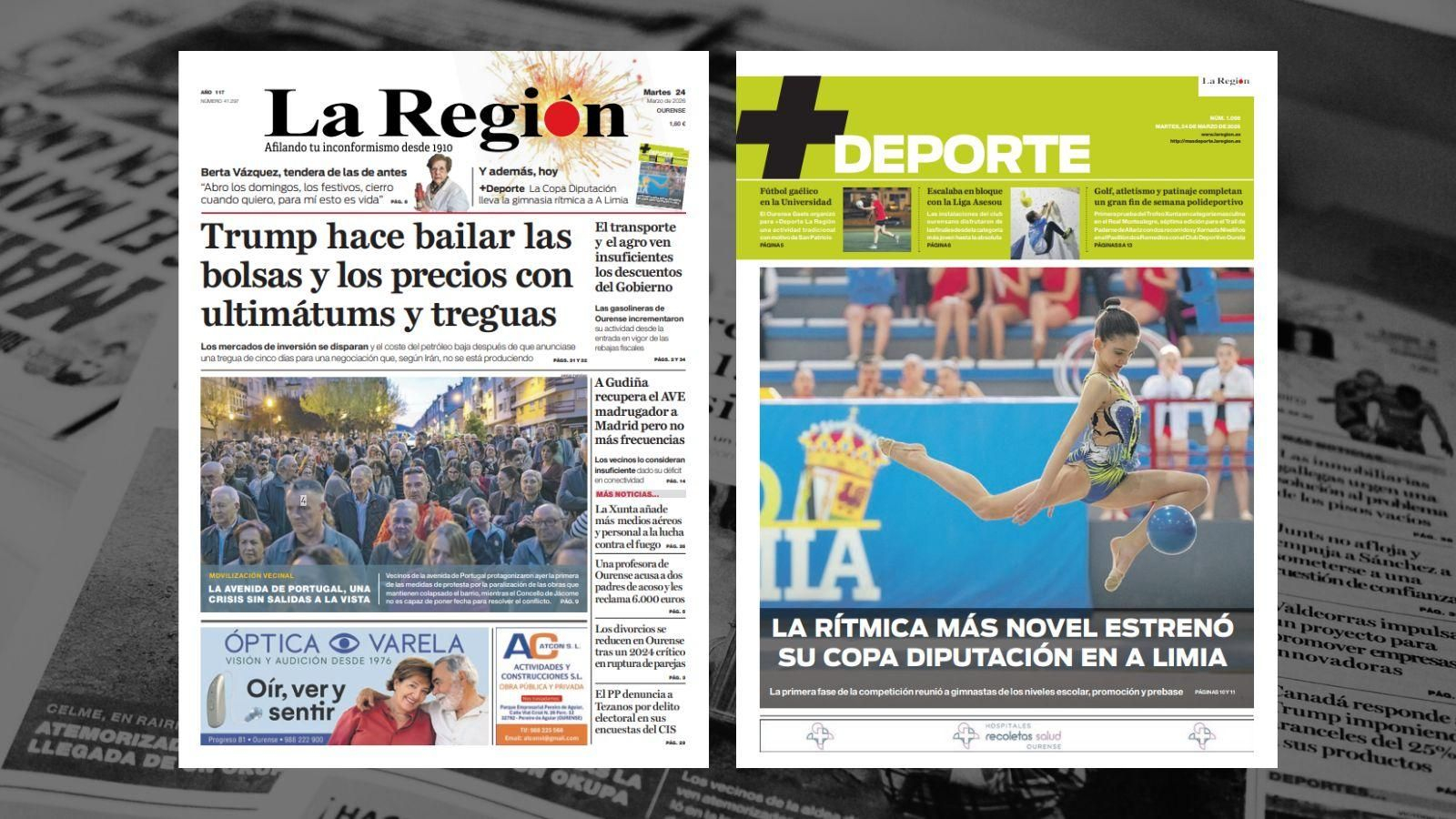 Las portadas de La Región de este martes, 24 de marzo.