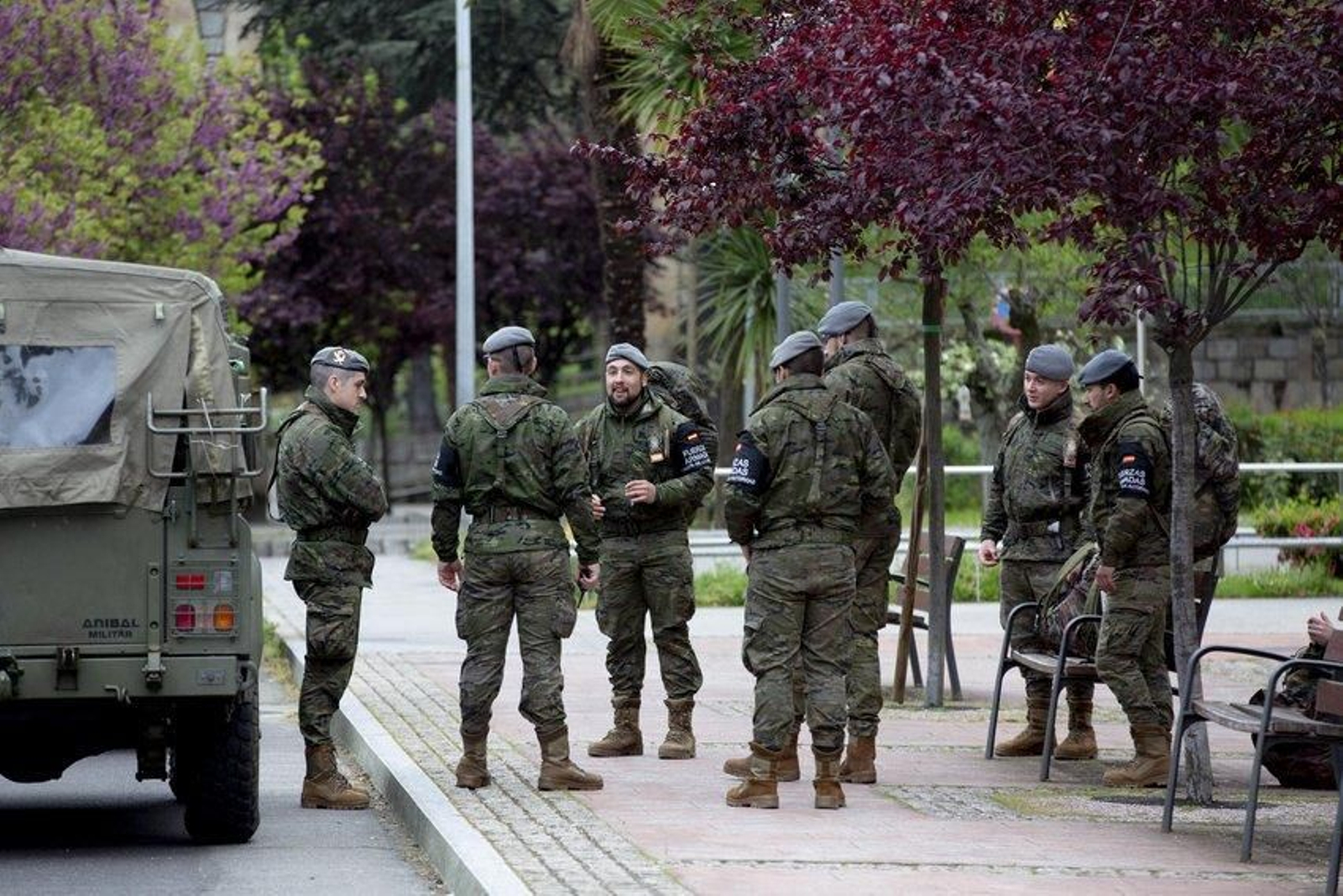 1 de abril. Alarma Sanitaria porl el Coronavirus en Ourense. En la foto la Brilat de Pontevedra en Ourense. Foto: Xesús Fariñas