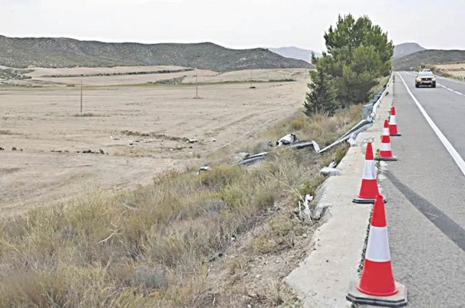 Zona de una carretera de Murcia donde ocurrió un accidente de tráfico el año pasado.