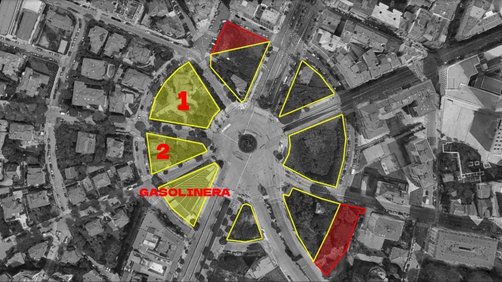 Una infografía que señala las parcelas de este convenio y espacios que se cederán al Concello.