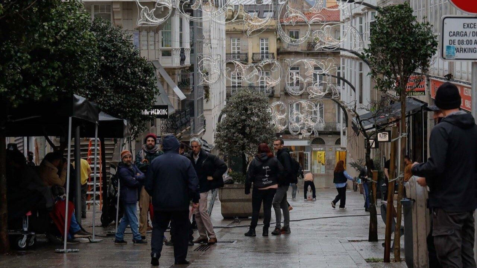 El set de rodaje, montado ayer en Eduardo Iglesias.