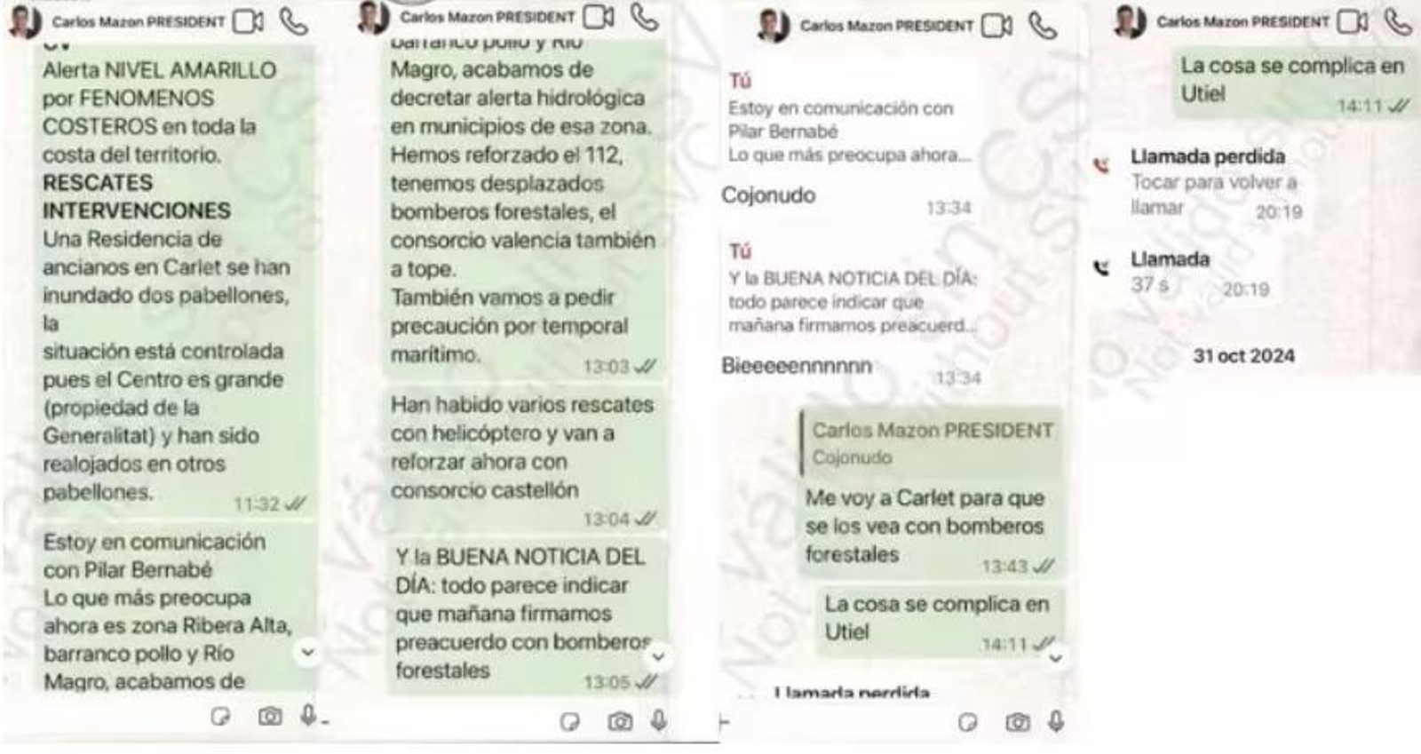 Los WhatsApps de Mazón con Planas