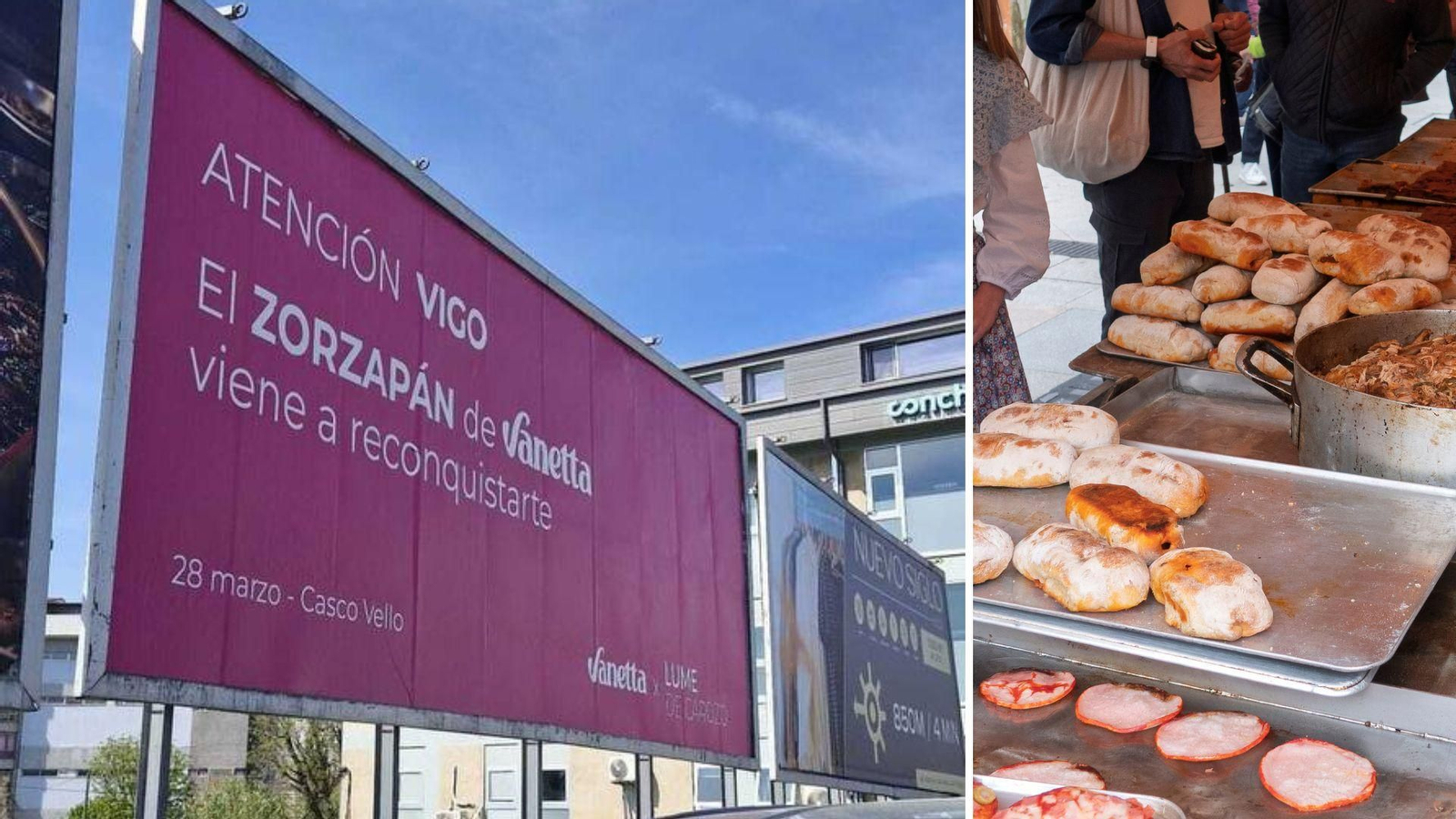 El cartel publicitario del 'Zorzapán' y choripanes en la Reconquista de 2025.