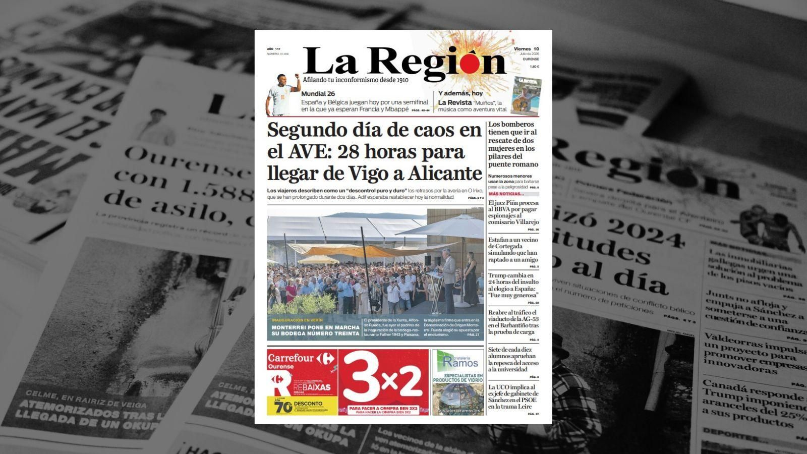 La portada de La Región de este viernes, 10 de julio.