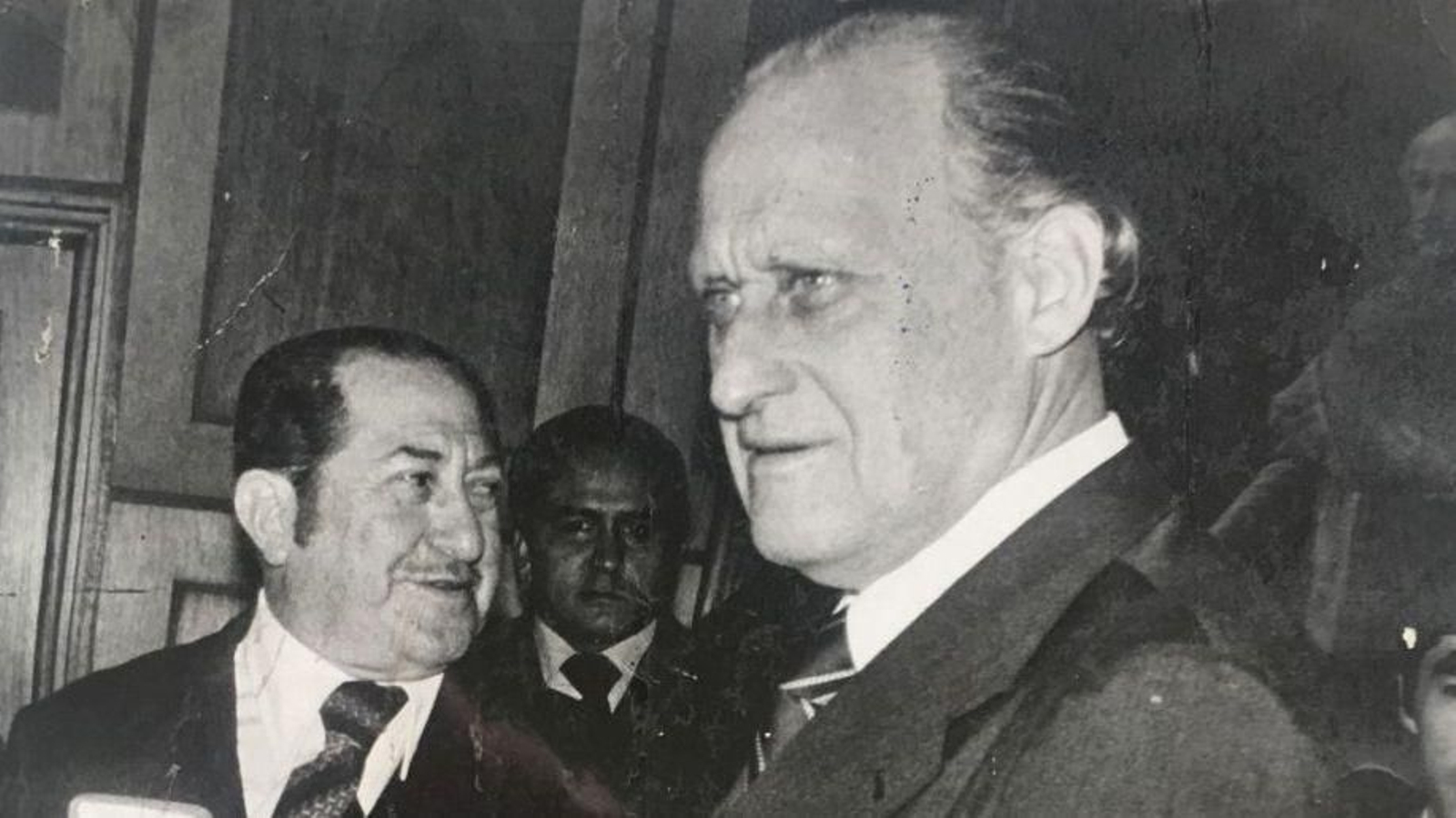 João Havelange (primer plano) y Alfonso Senior Quevedo, durante una visita a Colombia.
