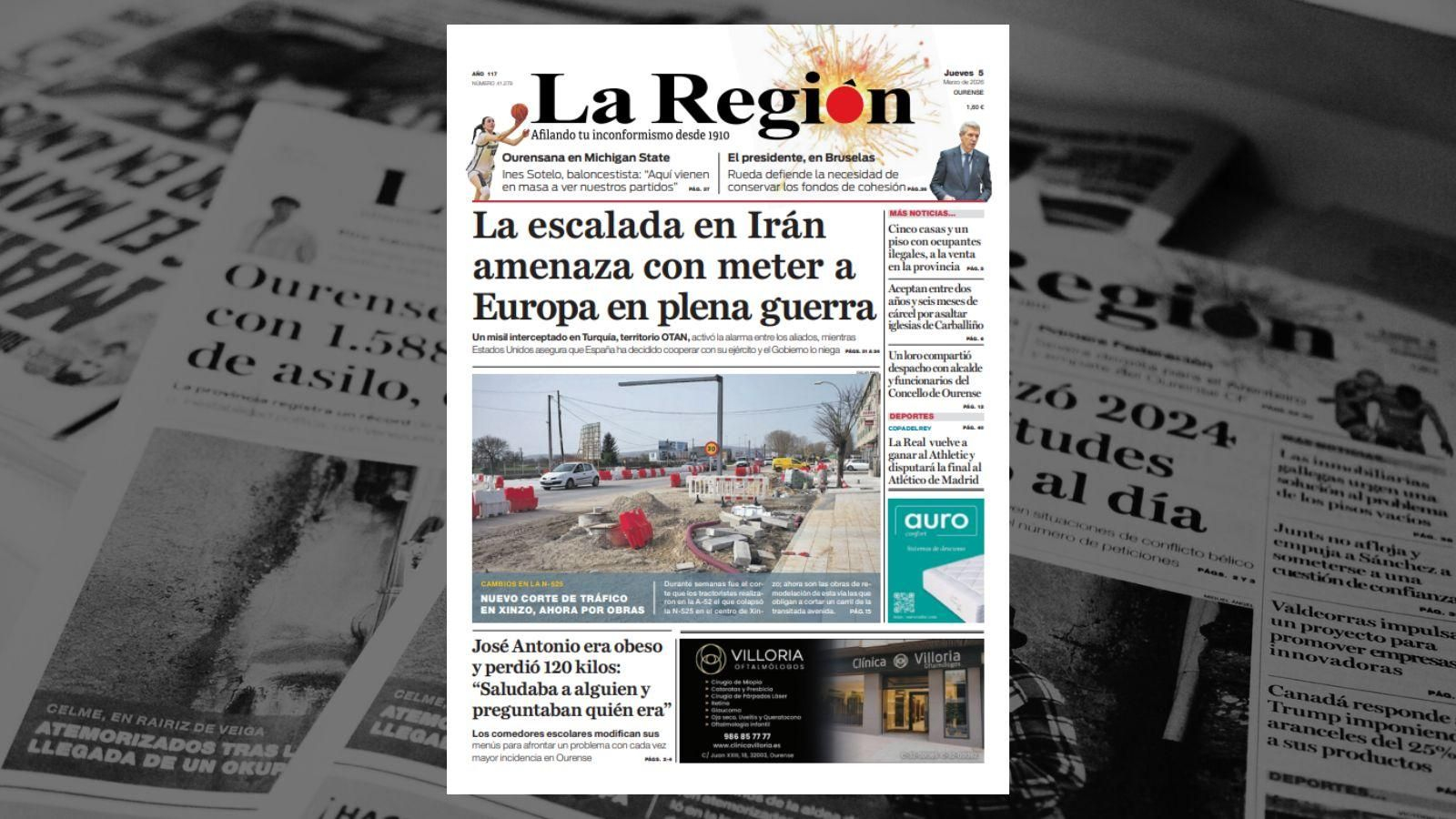 Los titulares de La Región de este jueves, 5 de marzo