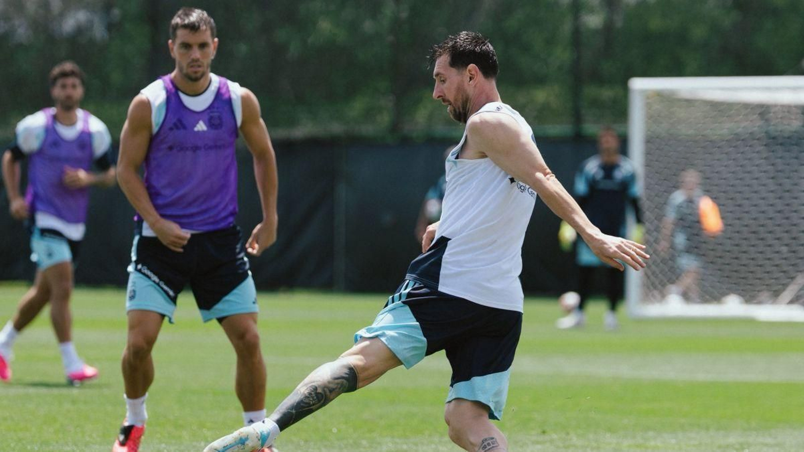 Lionel Messi, en un entrenamiento con la selección argentina.