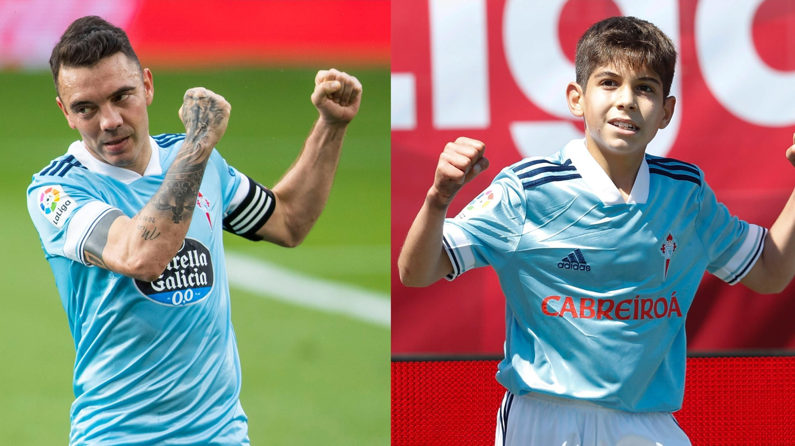 Iago Aspas y Bryan Bugarín. | Foto: LaLiga