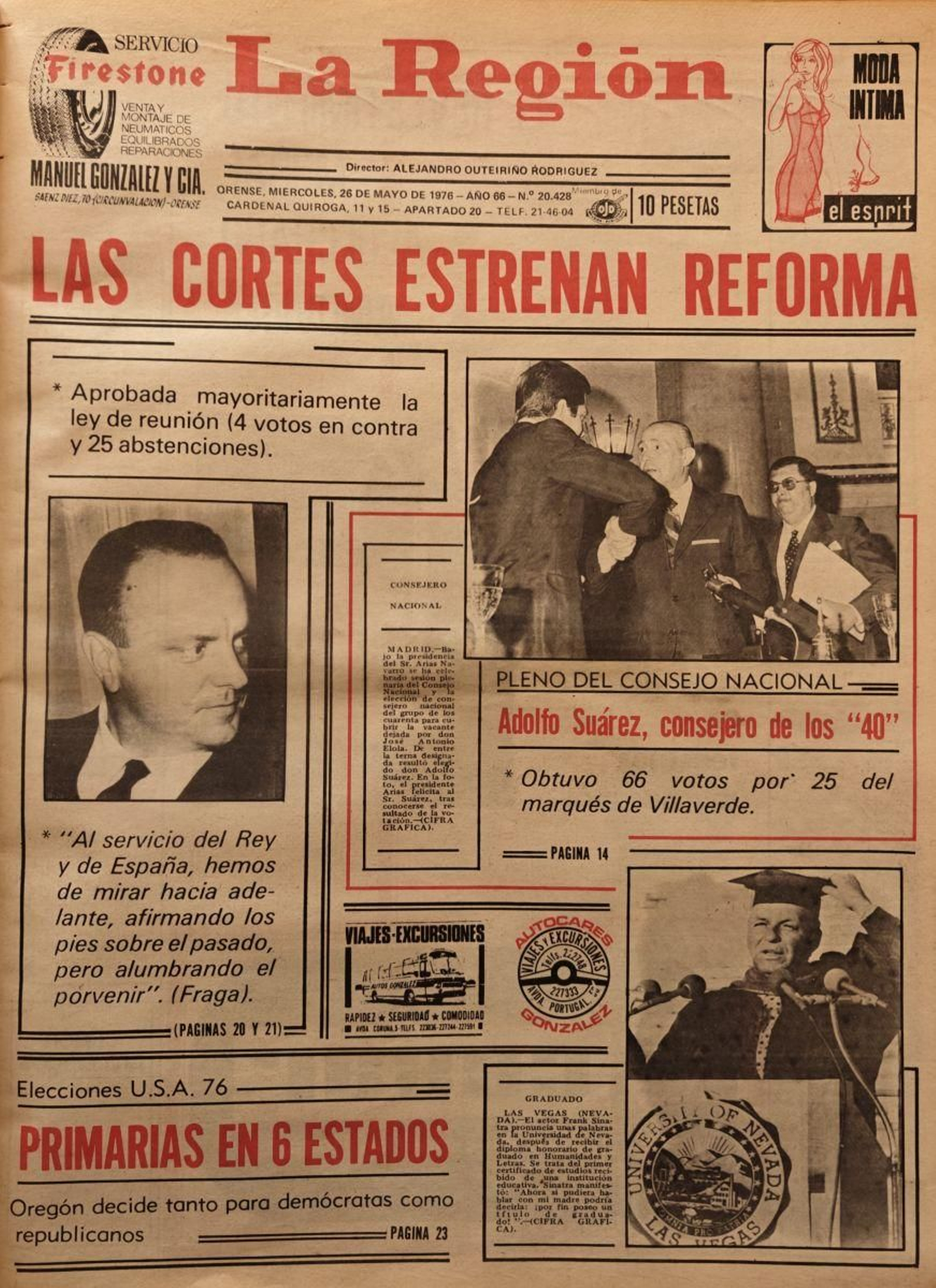 Primera página del 26 de mayo de 1976.