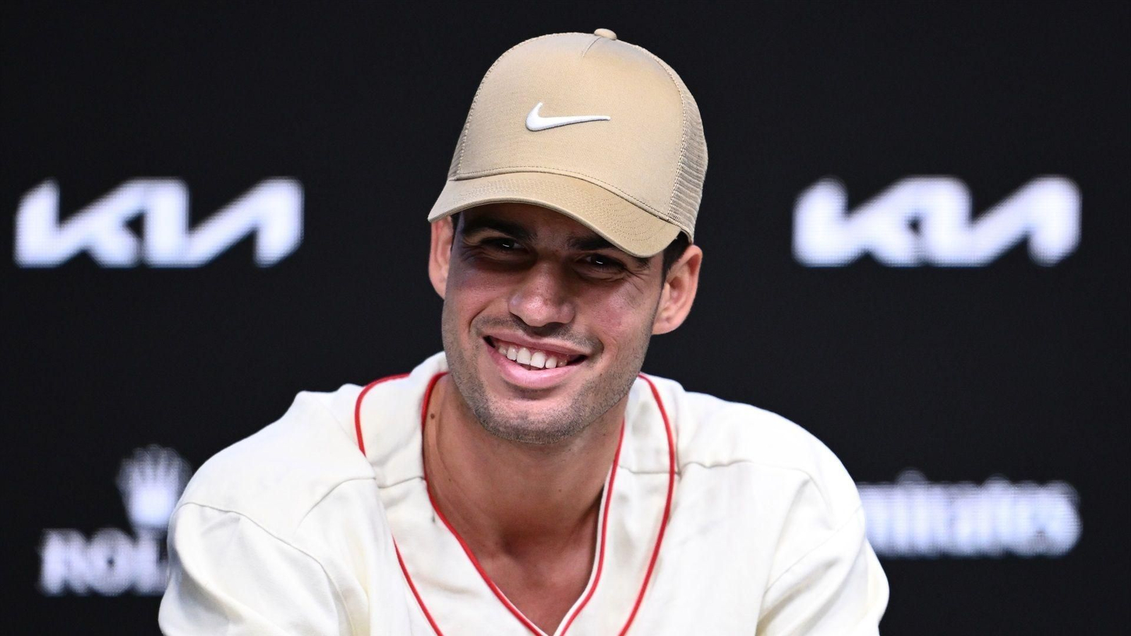 El tenista Carlos Alcaraz, en rueda de prensa en Australia.