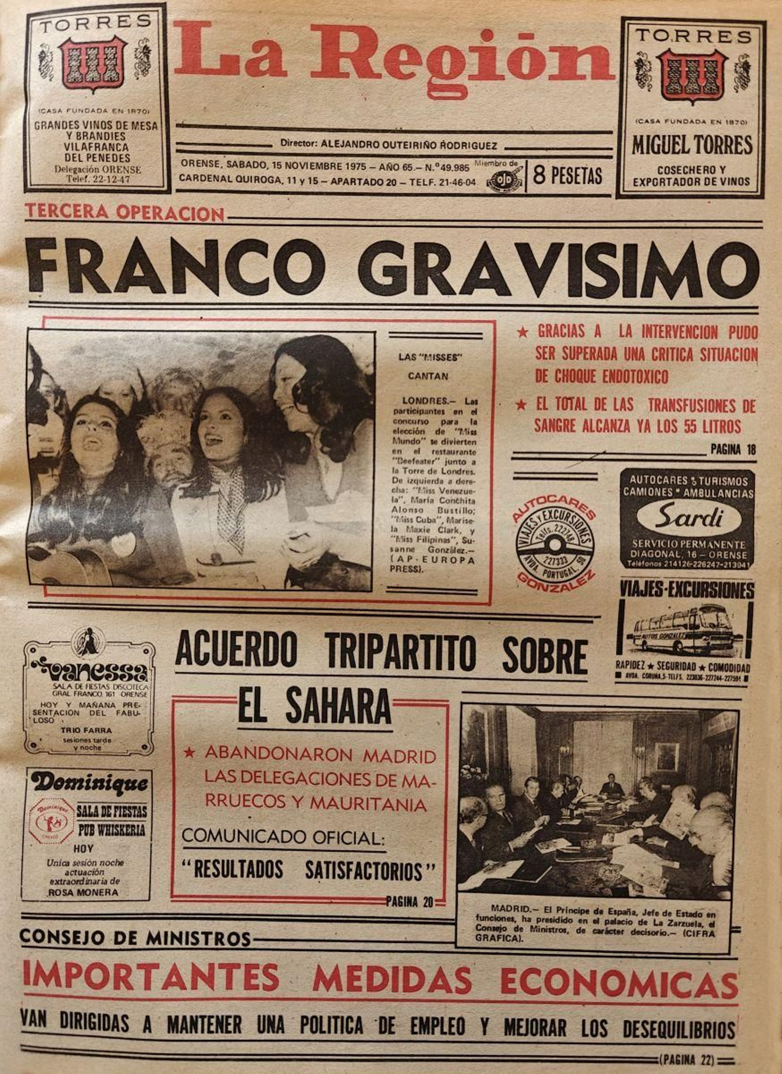 La primera de La Región del 15 de noviembre de 1975
