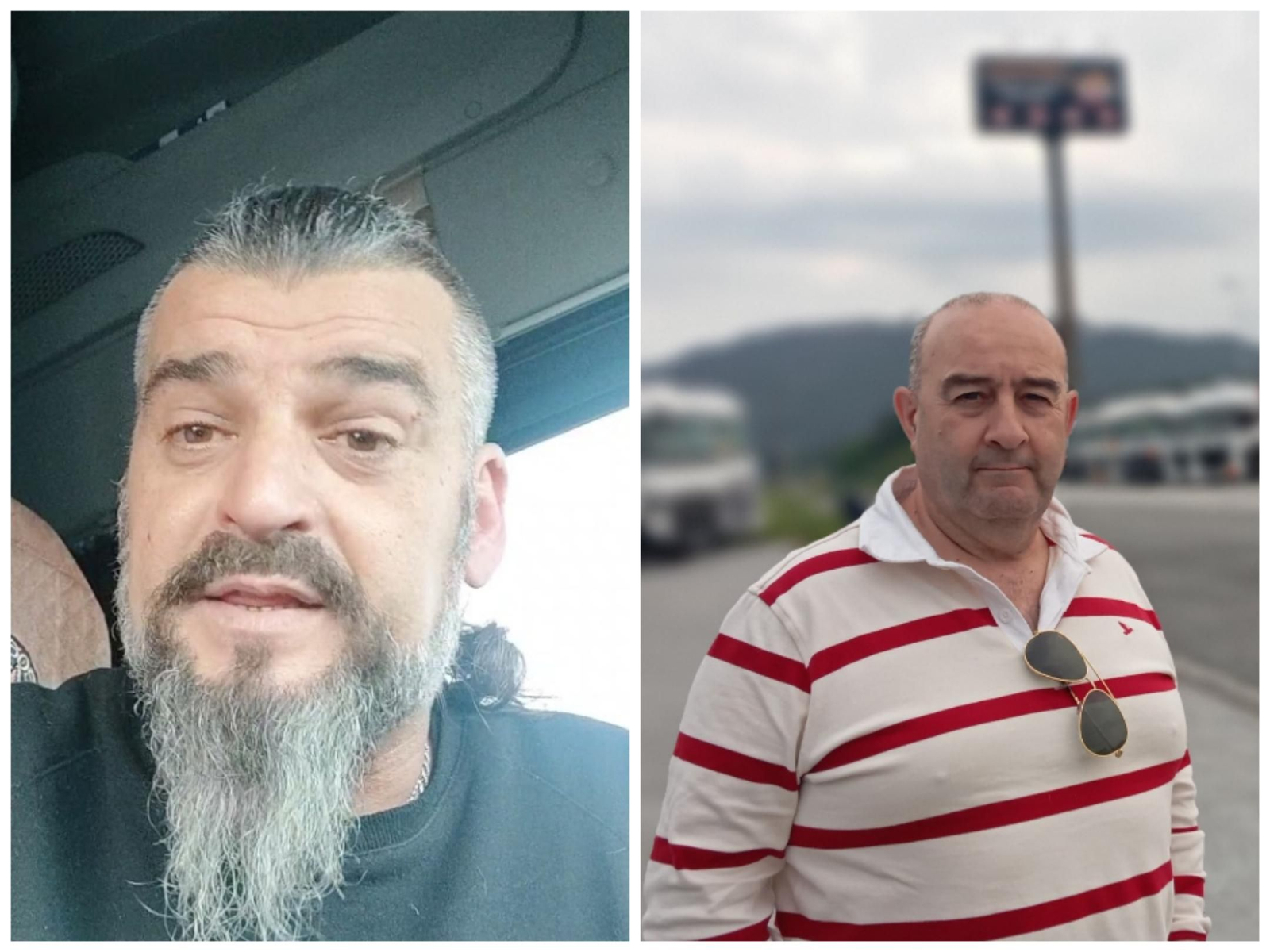 El camionero vigués Basilio Aragón, y el coruñes Luis Miguel Carnota, portavoz del colectivo.