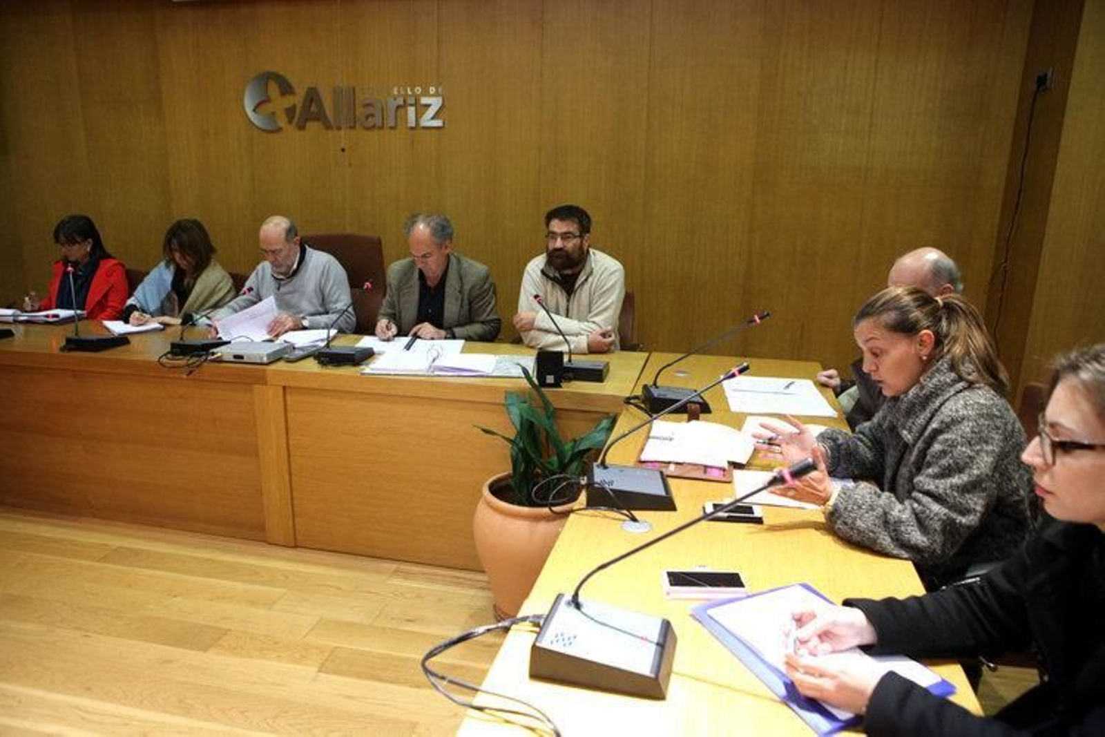 Un momento da intervencion de Luz Doporto, á esquerda, durante a sesión plenaria.