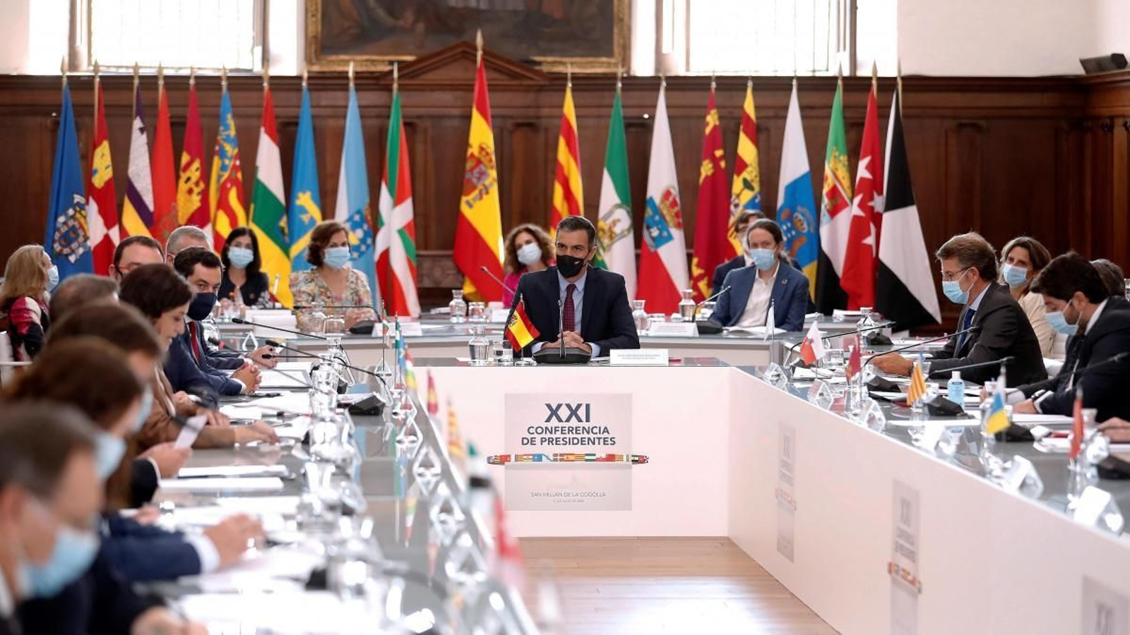 Pedro Sánchez, presidiendo la anterior conferencia de presidentes en La Rioja.