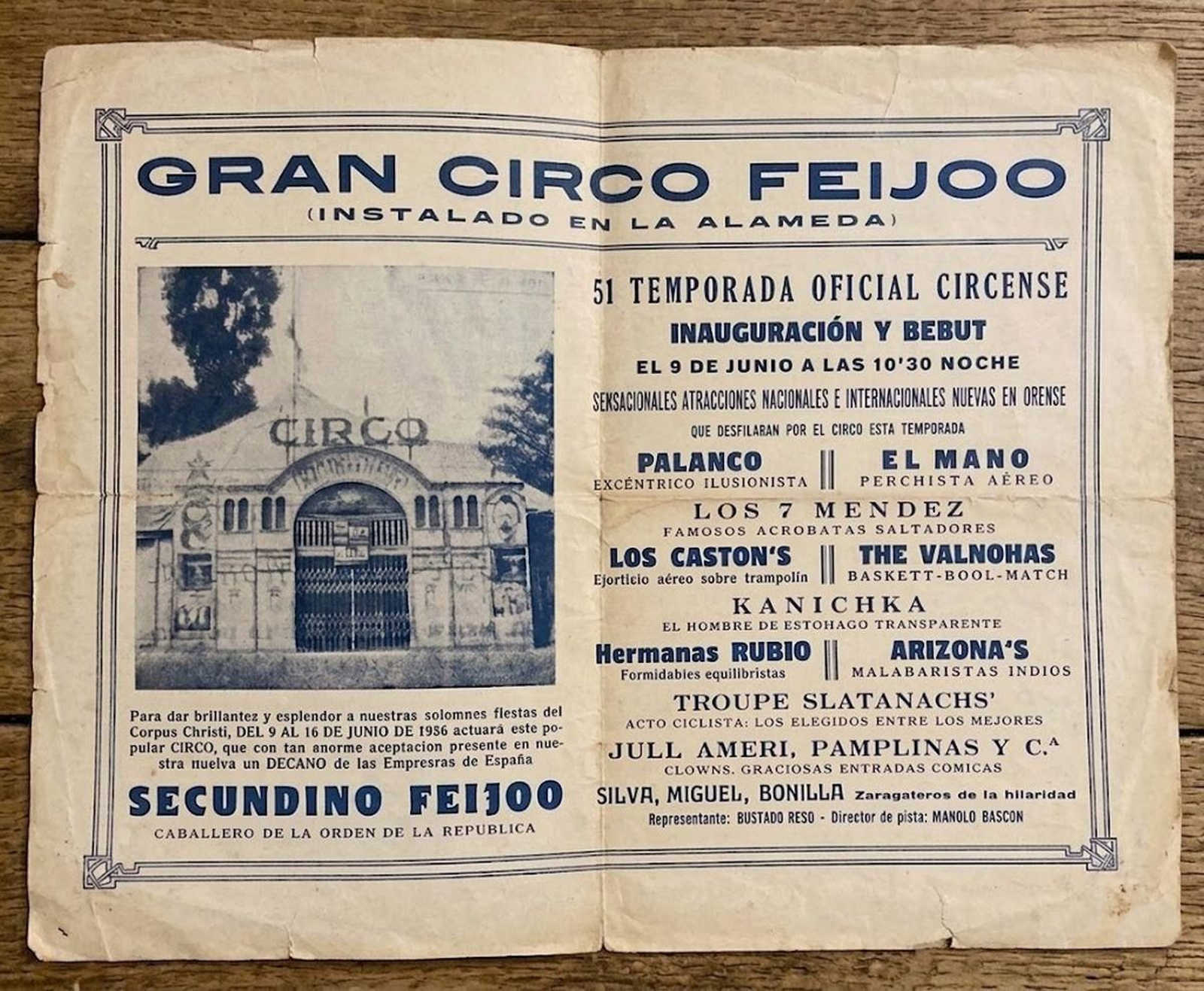 Programa Circo Feijoo 1936.