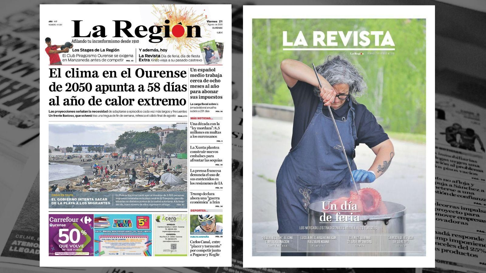 La portada de La Región de este viernes.