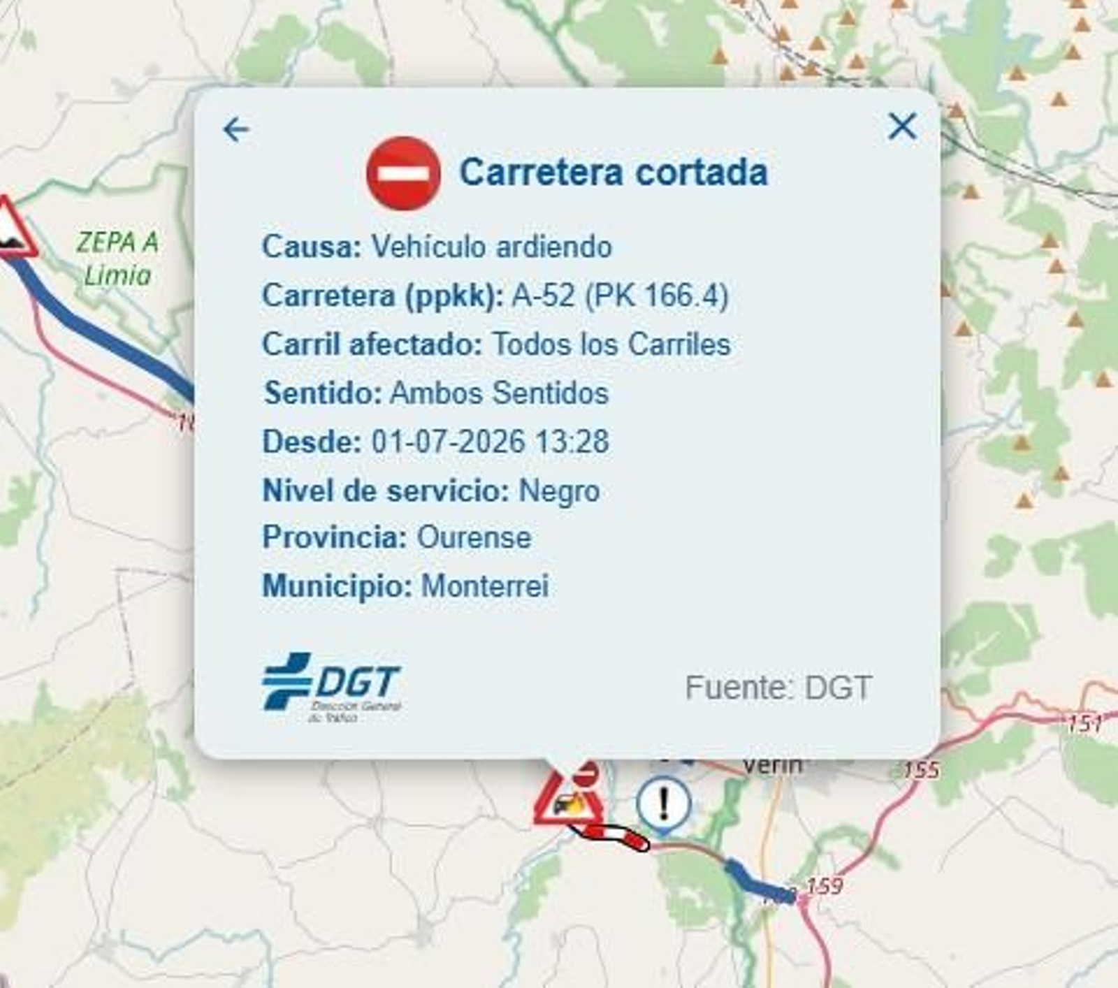 La imagen proporcionada por la DGT para realizar el aviso.