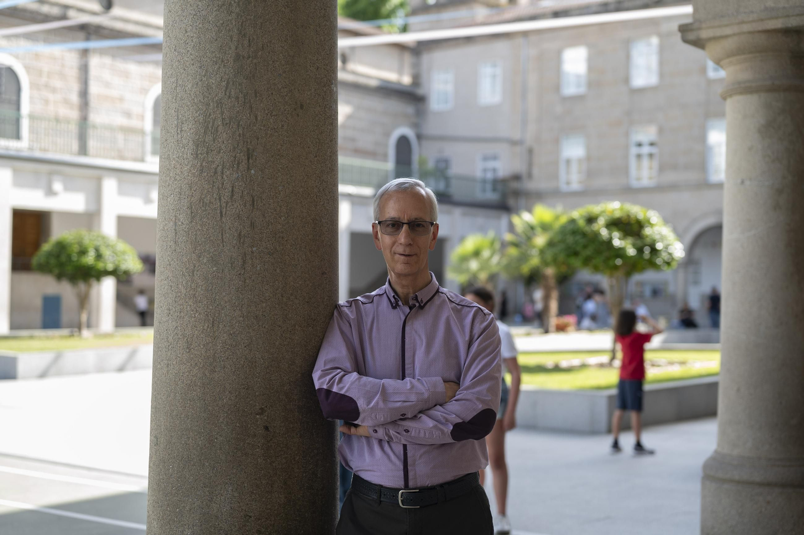 Lupi Peña, en el patio de Salesianos Ourense.