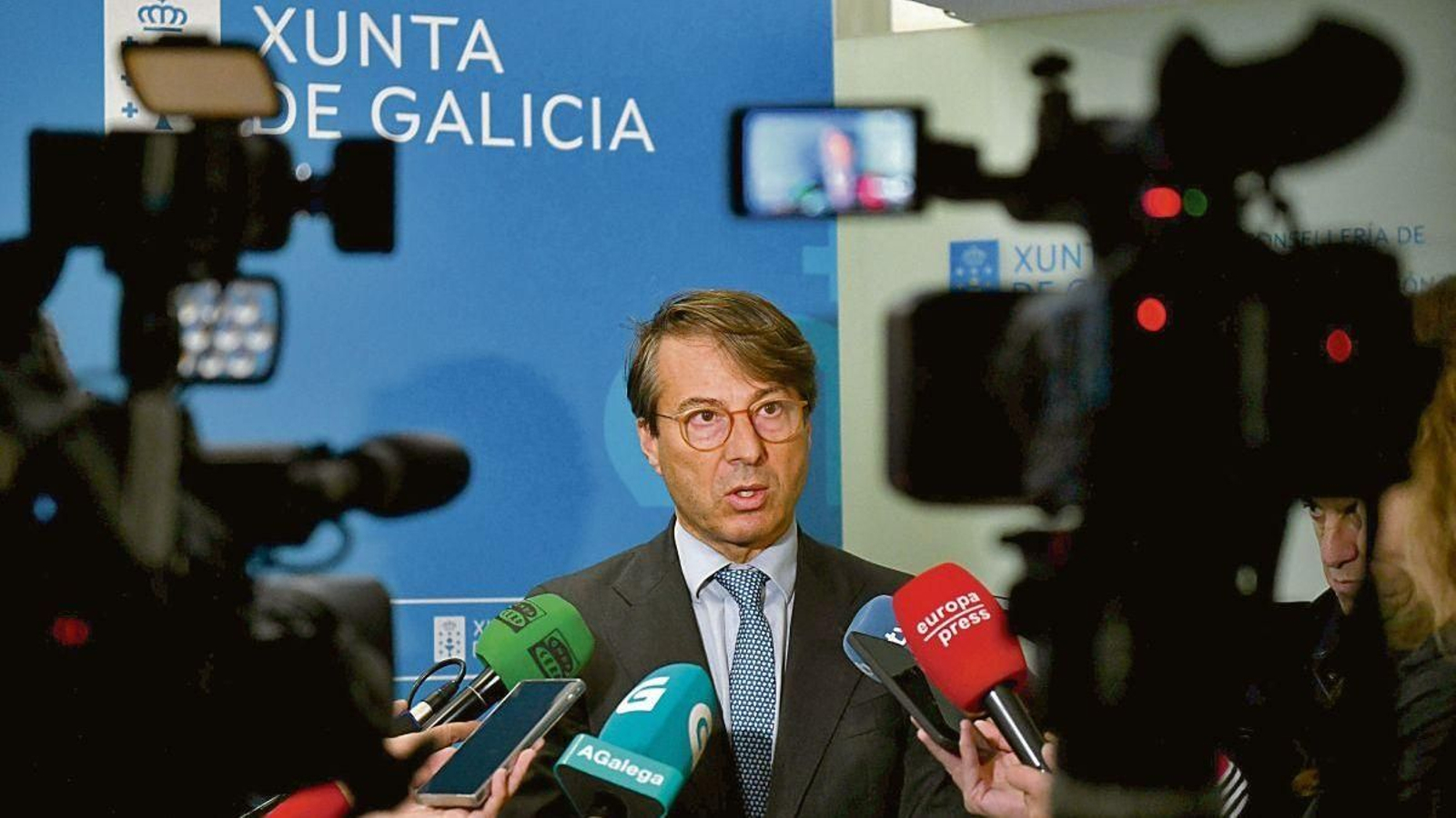 El conselleiro de Facenda, Miguel Corgos, en declaraciones a los periodistas.